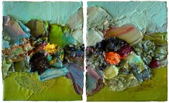 Light refraction #59 and #60, Paintings (Diptych) Oil, fabric, medium, on canvas