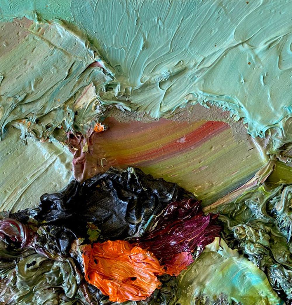 Light Refraction #60,  Abstract painting on canvas mounted in a stretcher - Brown Abstract Painting by Natasha Zupan