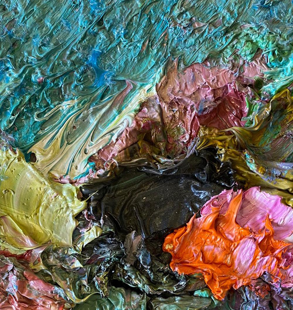 Light Refraction #61,  Abstract painting on canvas mounted in a stretcher - Black Abstract Painting by Natasha Zupan
