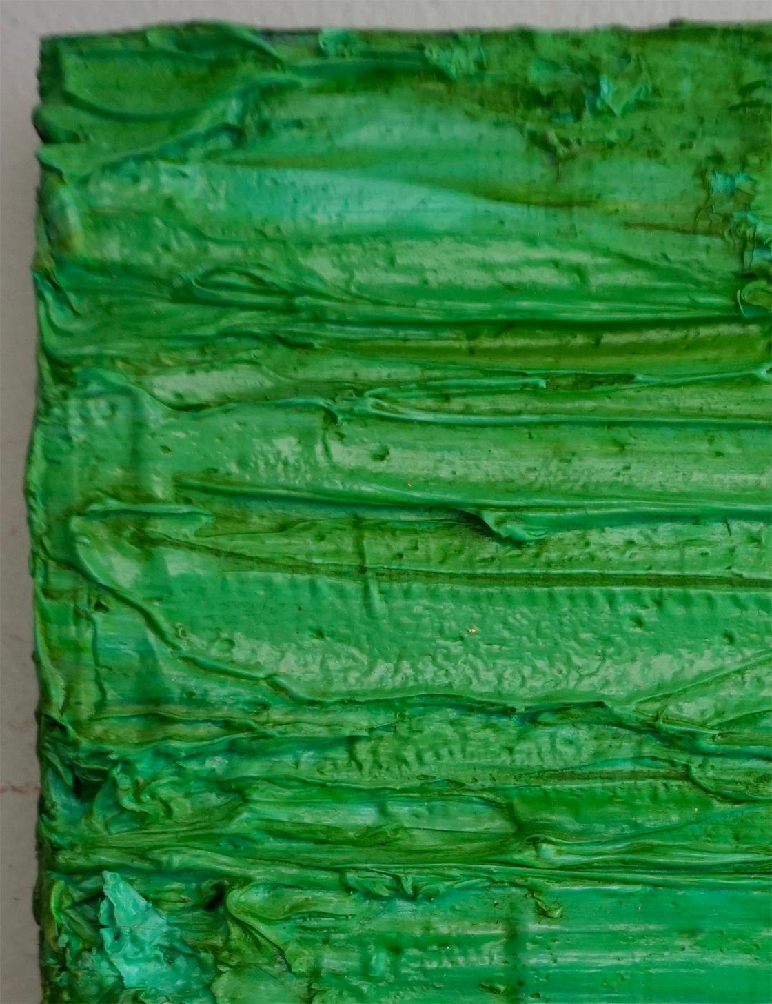 Tactile memory #114. Abstract Mixed media  painting on canvas  - Green Abstract Painting by Natasha Zupan