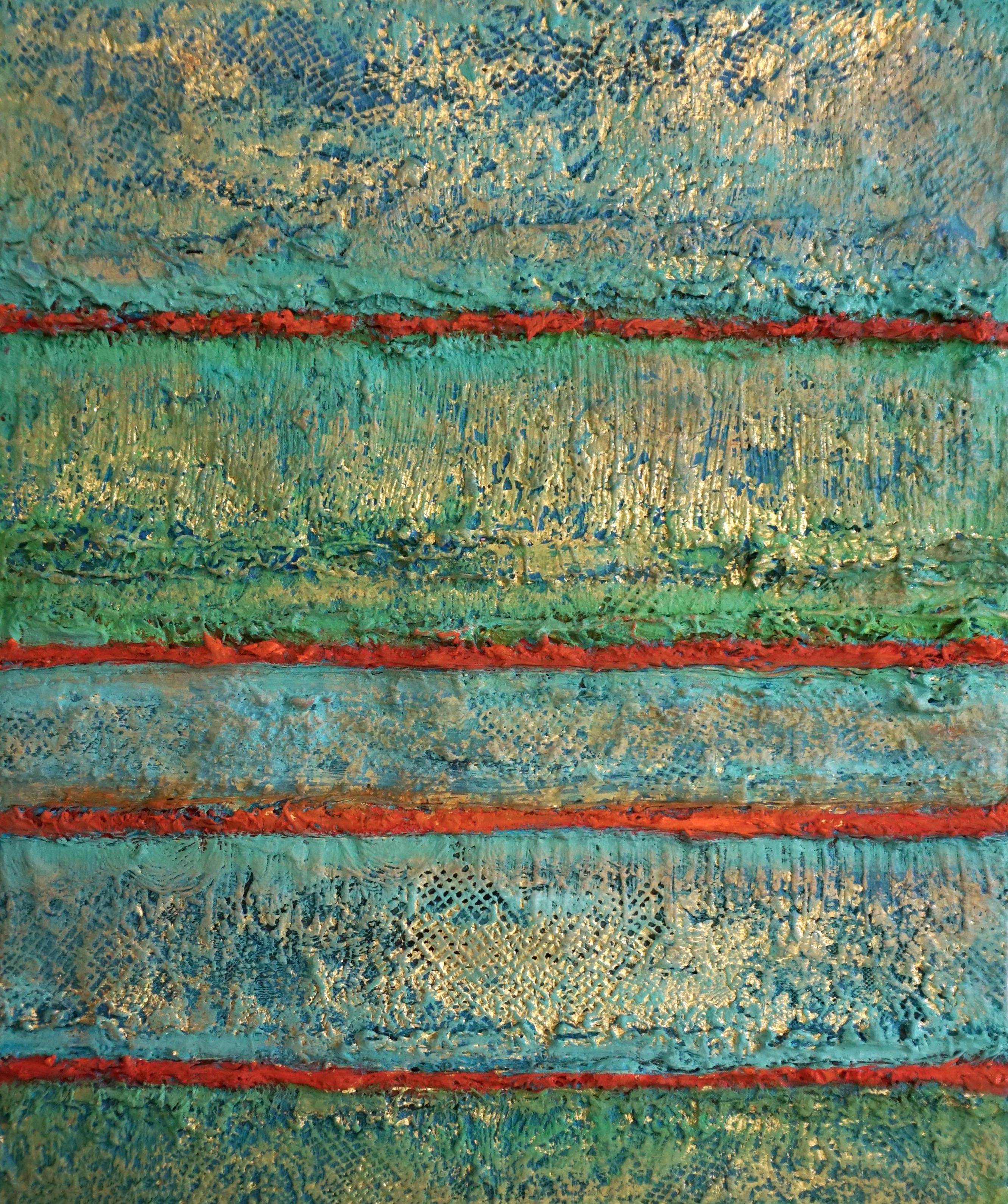 Tactile memory #119. Abstract Mixed Media painting on Wood, 24K gold, acrylic - Painting by Natasha Zupan