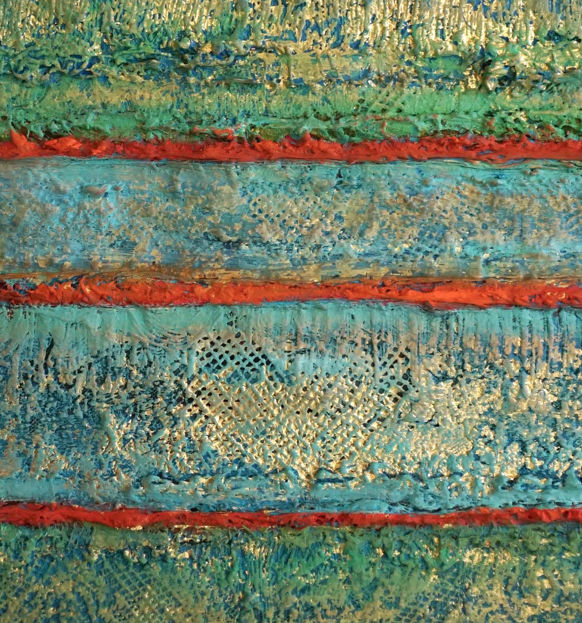 Tactile memory #119. Abstract Mixed Media painting on Wood, 24K gold, acrylic - Contemporary Painting by Natasha Zupan