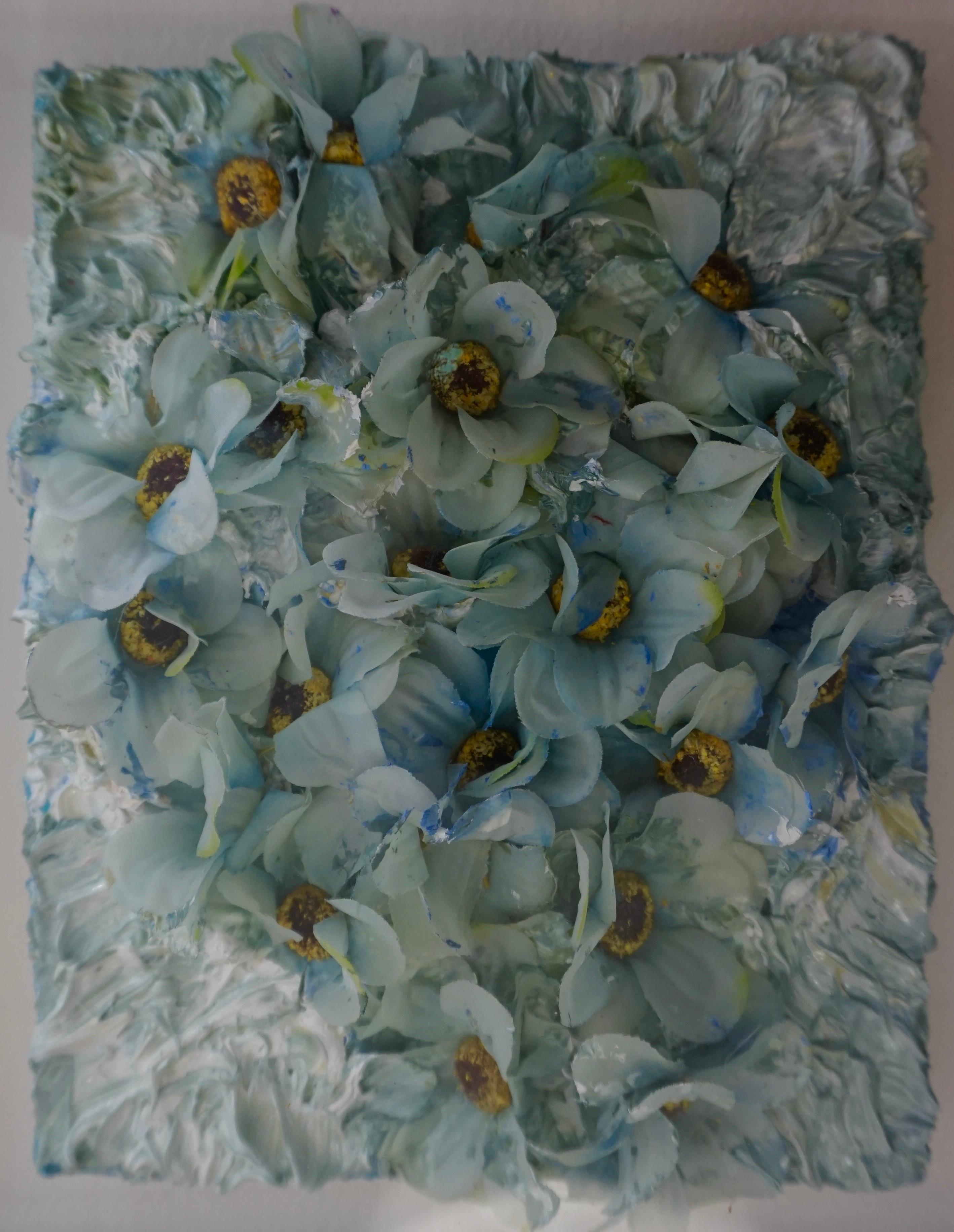 fake flowers on canvas