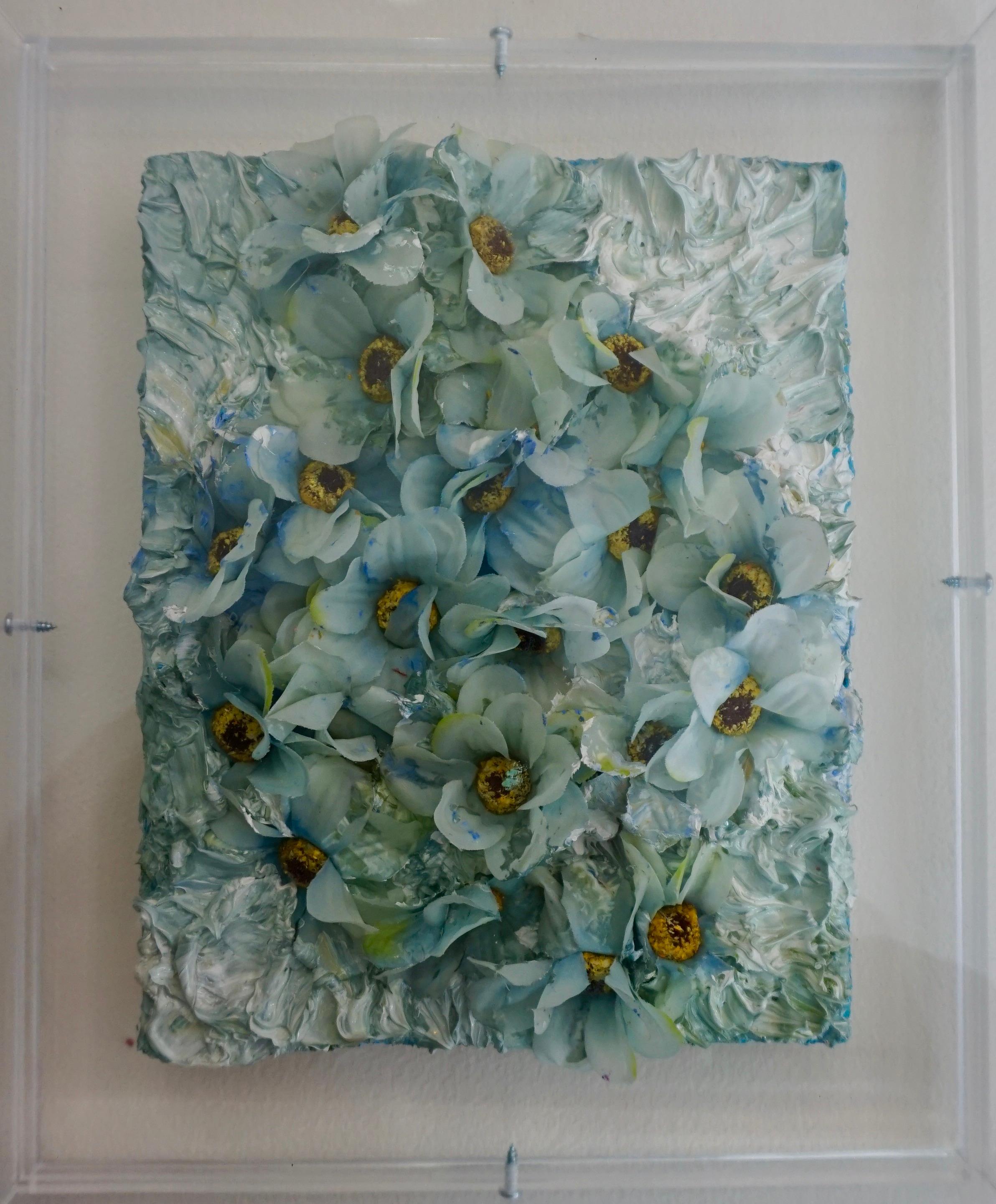 Tactile memory #123. Abstract painting. Silk Flowers, Acrylic, Oil on Canvas - Mixed Media Art by Natasha Zupan
