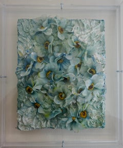 Tactile memory #123 One of a kind, Silk Flowers, Acrylic, Oil on Canvas