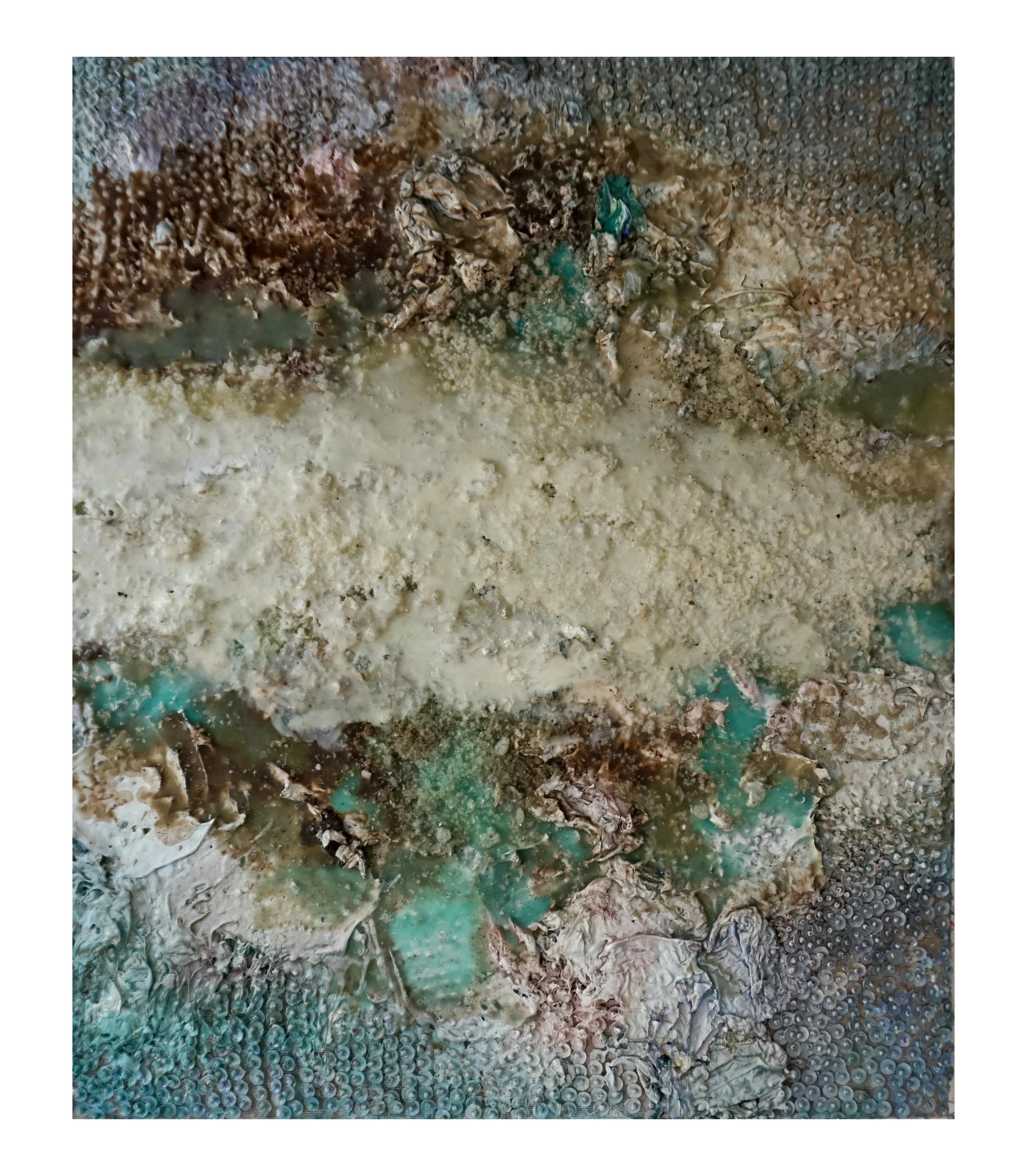 Natasha Zupan Abstract Painting - Tactile memory #126. Mixed Media  fabric, acrylic, pigment and oil on wood 