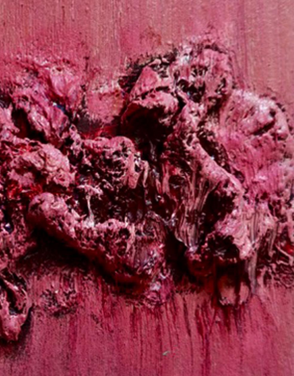Tactile memory #115 One of a kind, Mixed media on canvas. - Pink Abstract Painting by Natasha Zupan