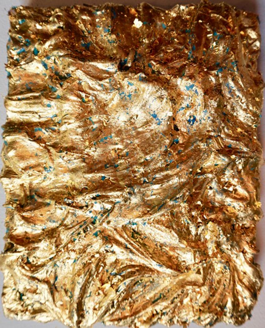 Natasha Zupan Abstract Painting – Tactile memory #113, taktil  Abstraktes Gemälde in Acryl, Öl, 24 Karat Gold auf Leinwand