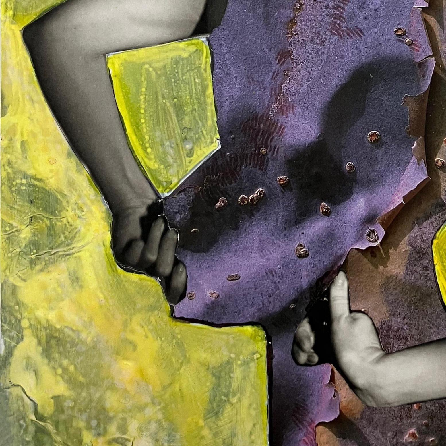 Yellow Bark #2259. Homage to Horst P Horst. Mixed media Collage on Paper. - Modern Mixed Media Art by Natasha Zupan