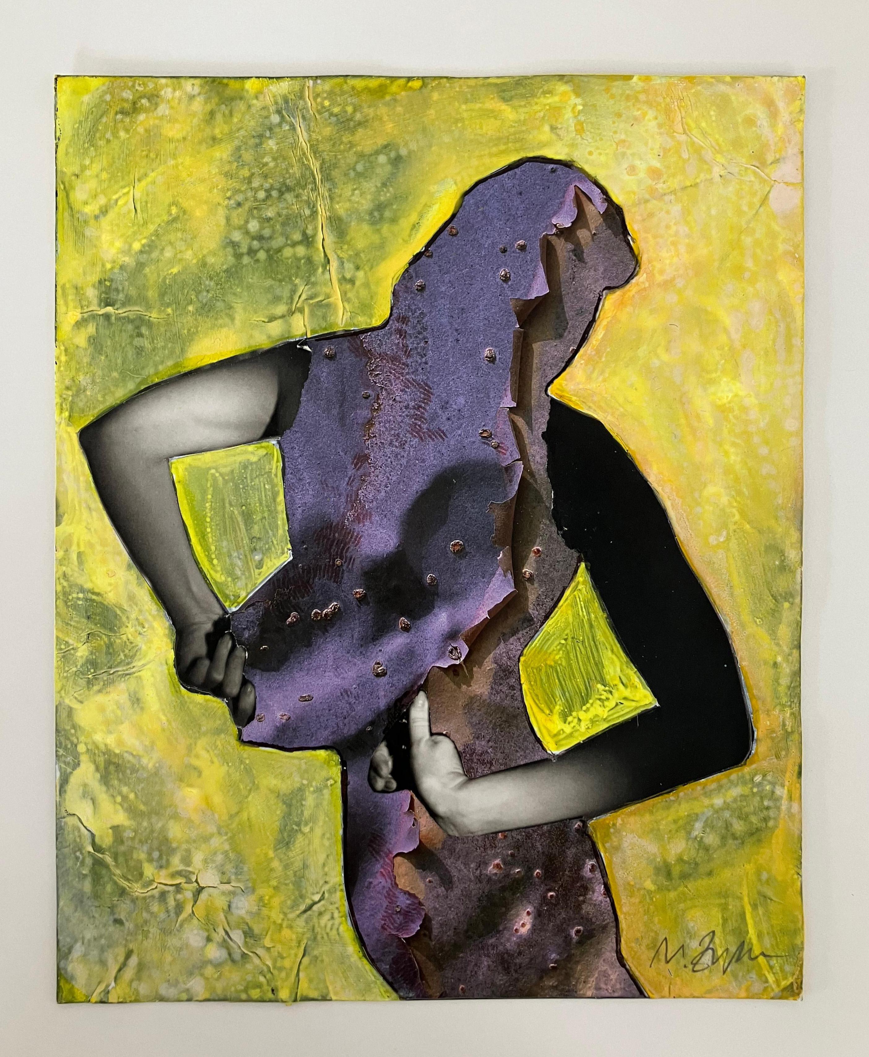 Yellow Bark #2259. Homage to Horst P Horst. Mixed media Collage on Paper. For Sale 1
