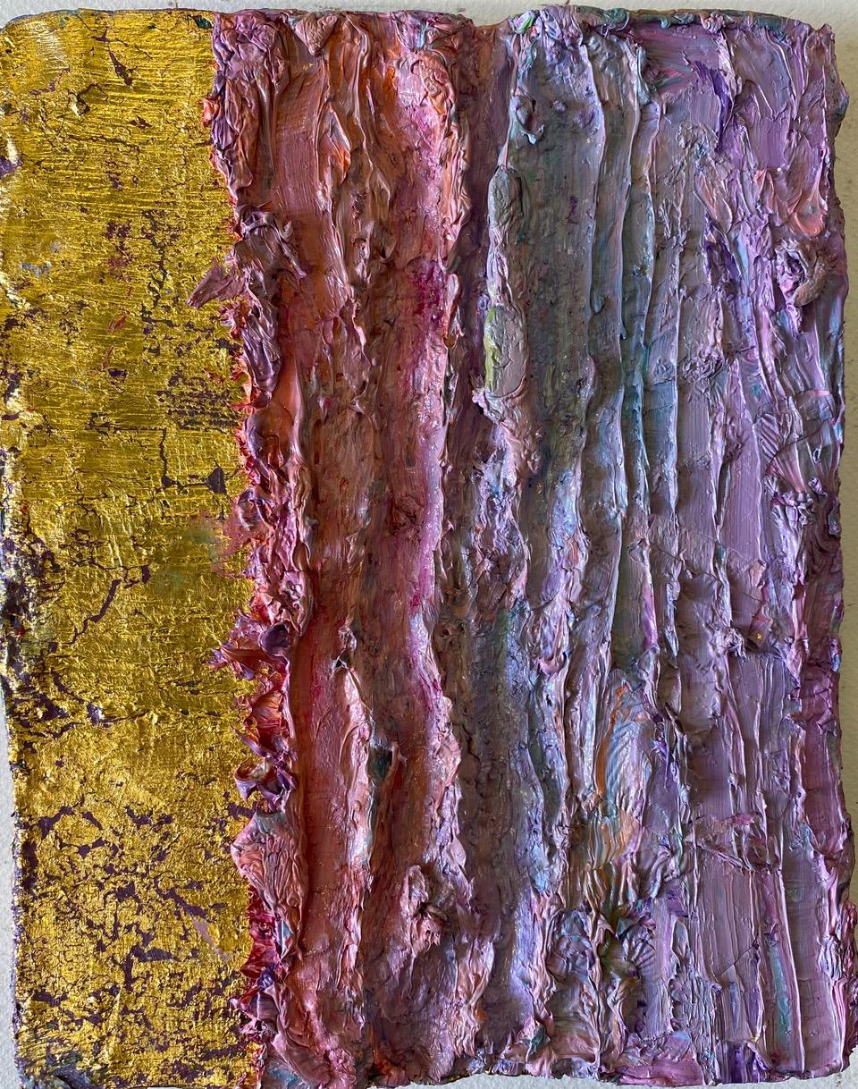 Paintings, 2018 by Natasha Zupan
-Color Boundaries #34, #38, #67: 
Oil, fabric, medium on canvas
-Color Boundaries #35:
Oil, fabric, medium, gold, on canvas

Overall size: 19 in. H x 15 in. W x 3 in D.
Individual Size: 9.5 in. H x 7.5 in. W x 3 in