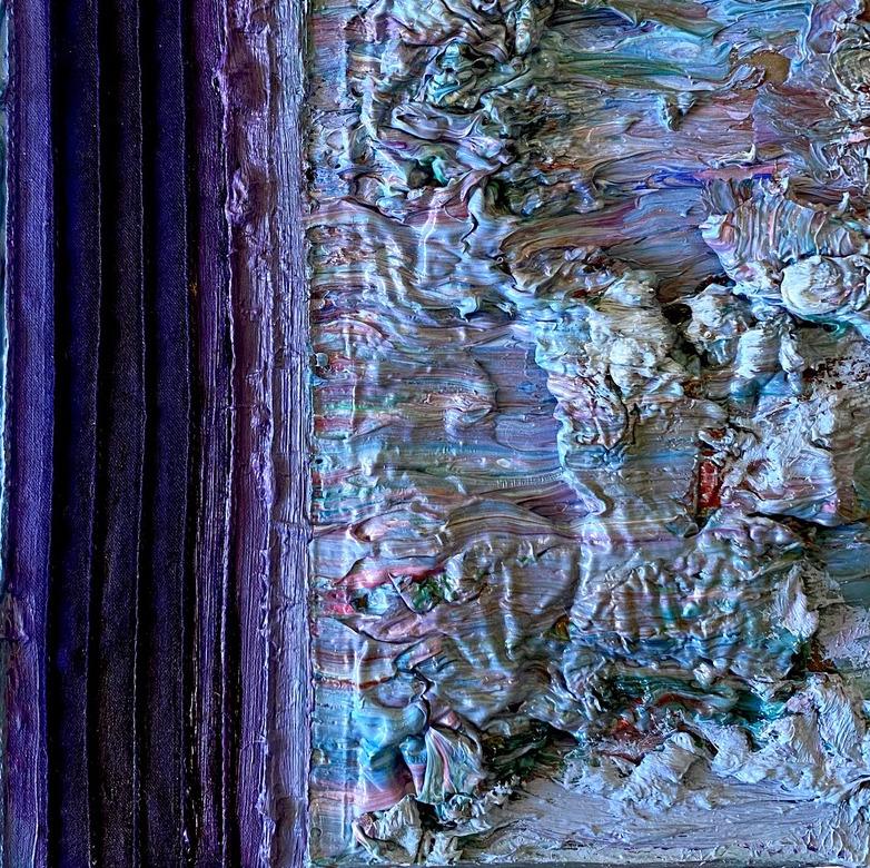 Color Boundaries #40. Abstract painting on canvas, mounted on a stretcher. - Purple Abstract Painting by Natasha Zupan