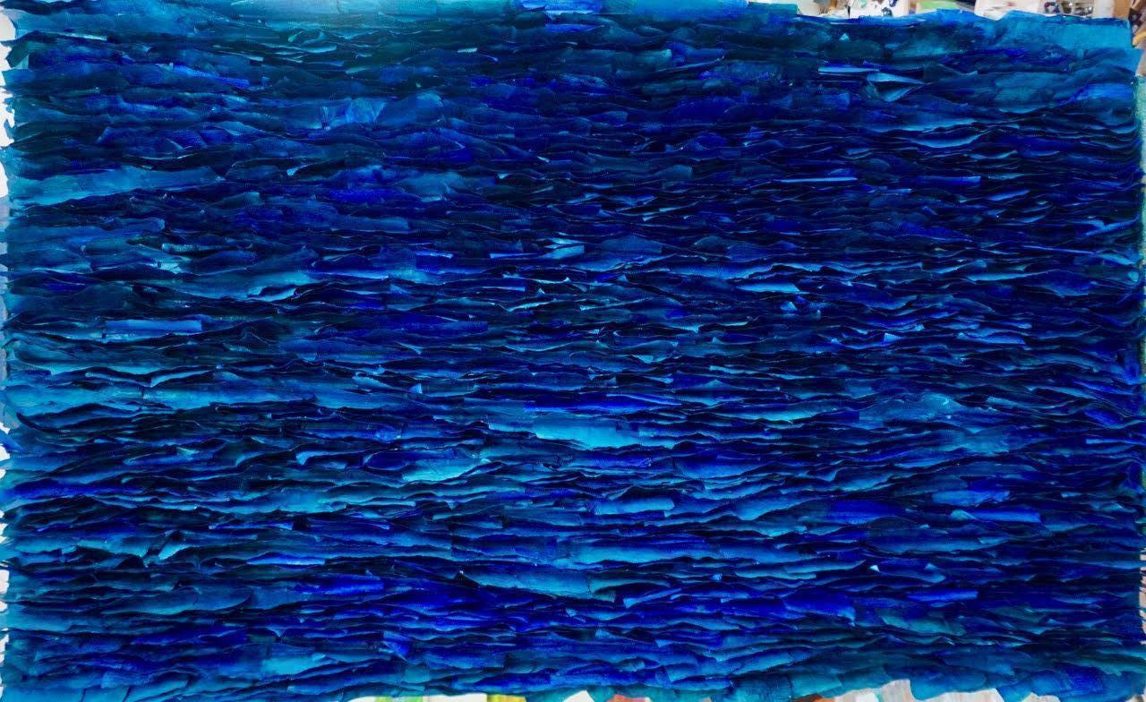 Natasha Zupan Abstract Painting – Quantum Color #45 MIxed Media, Papier handgenäht auf gespannte Leinwand
