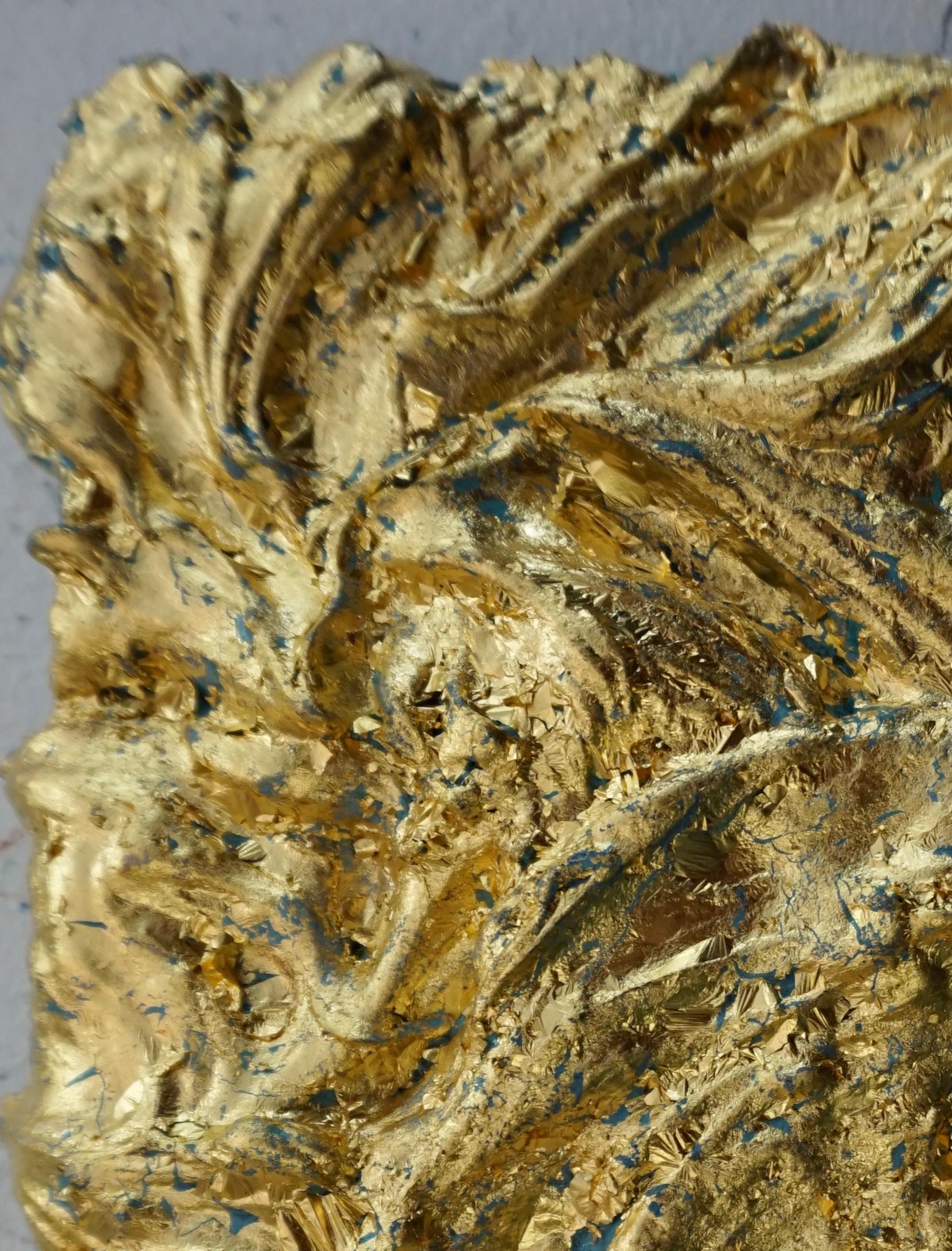Tactile memory #113, taktil  Abstraktes Gemälde in Acryl, Öl, 24 Karat Gold auf Leinwand – Painting von Natasha Zupan