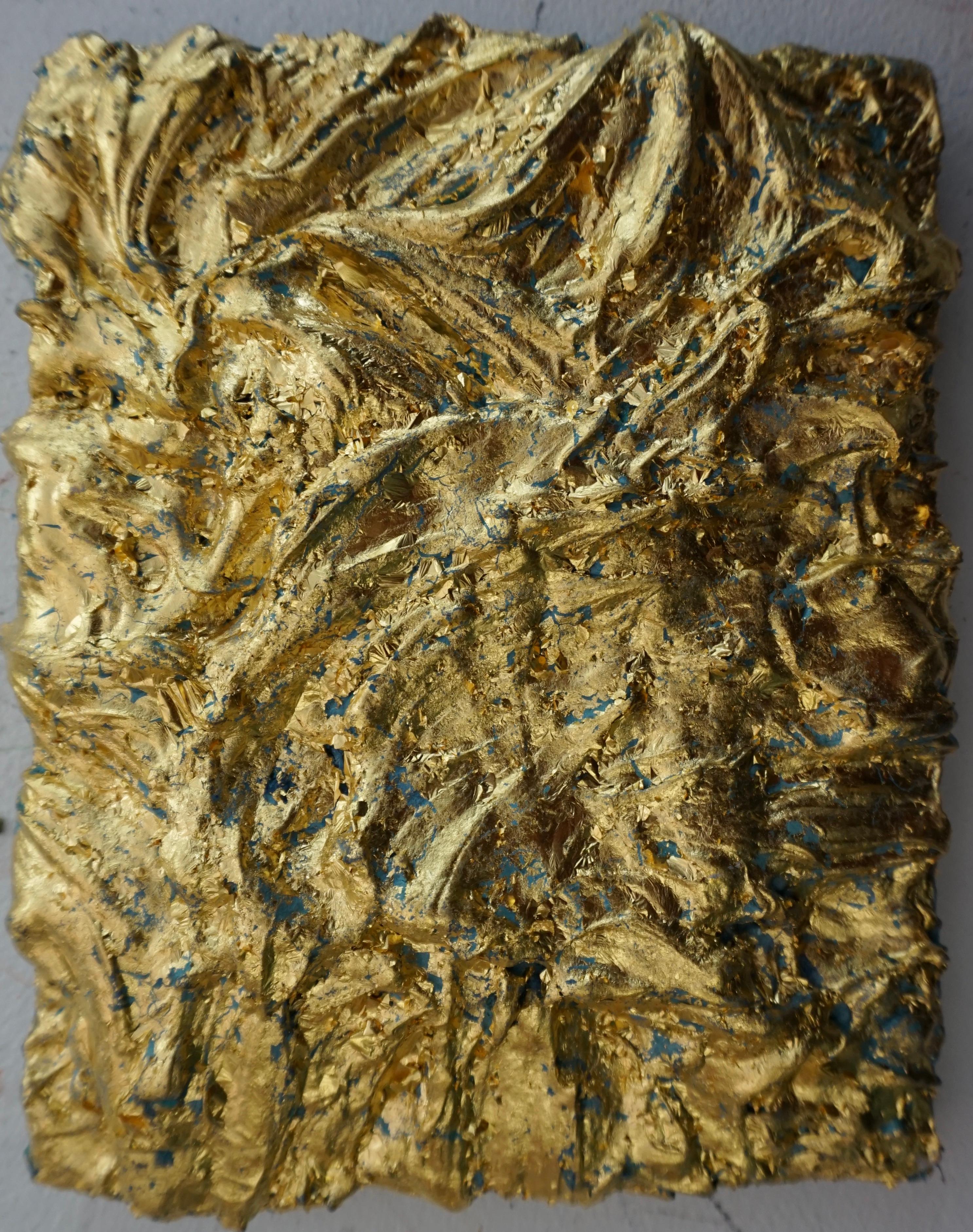 Tactile memory #113  Acrylic, oil, 24K gold on canvas abstract painting