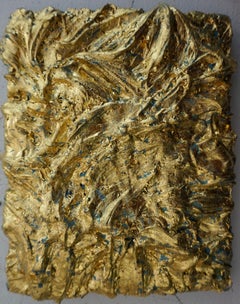 Memoria tattile #113  Pittura astratta in acrilico, olio e oro 24K su tela