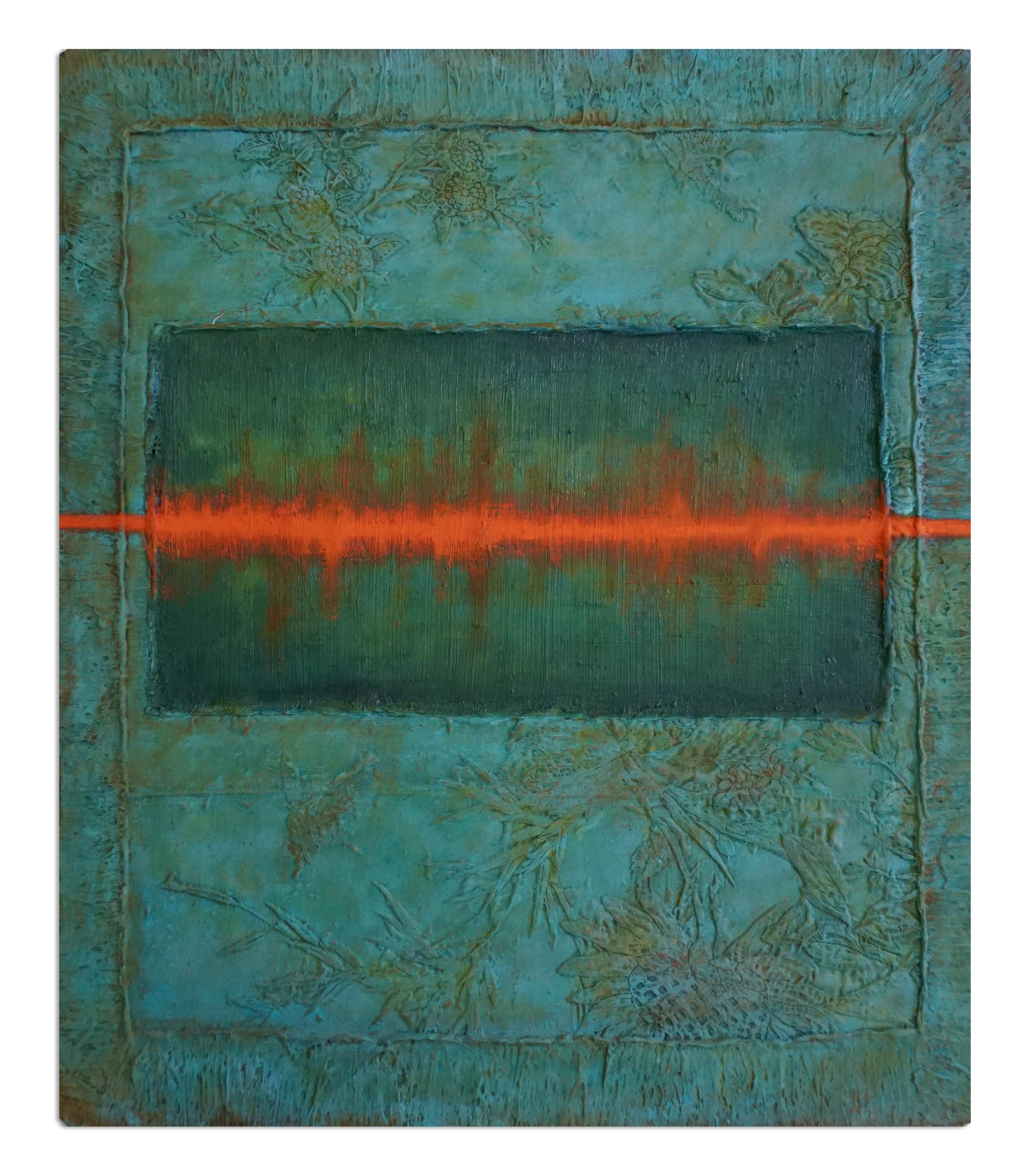 Natasha Zupan Abstract Painting – Tactile Erinnerung #138. Mixed Media auf Holz, Stoff, Öl, Acryl