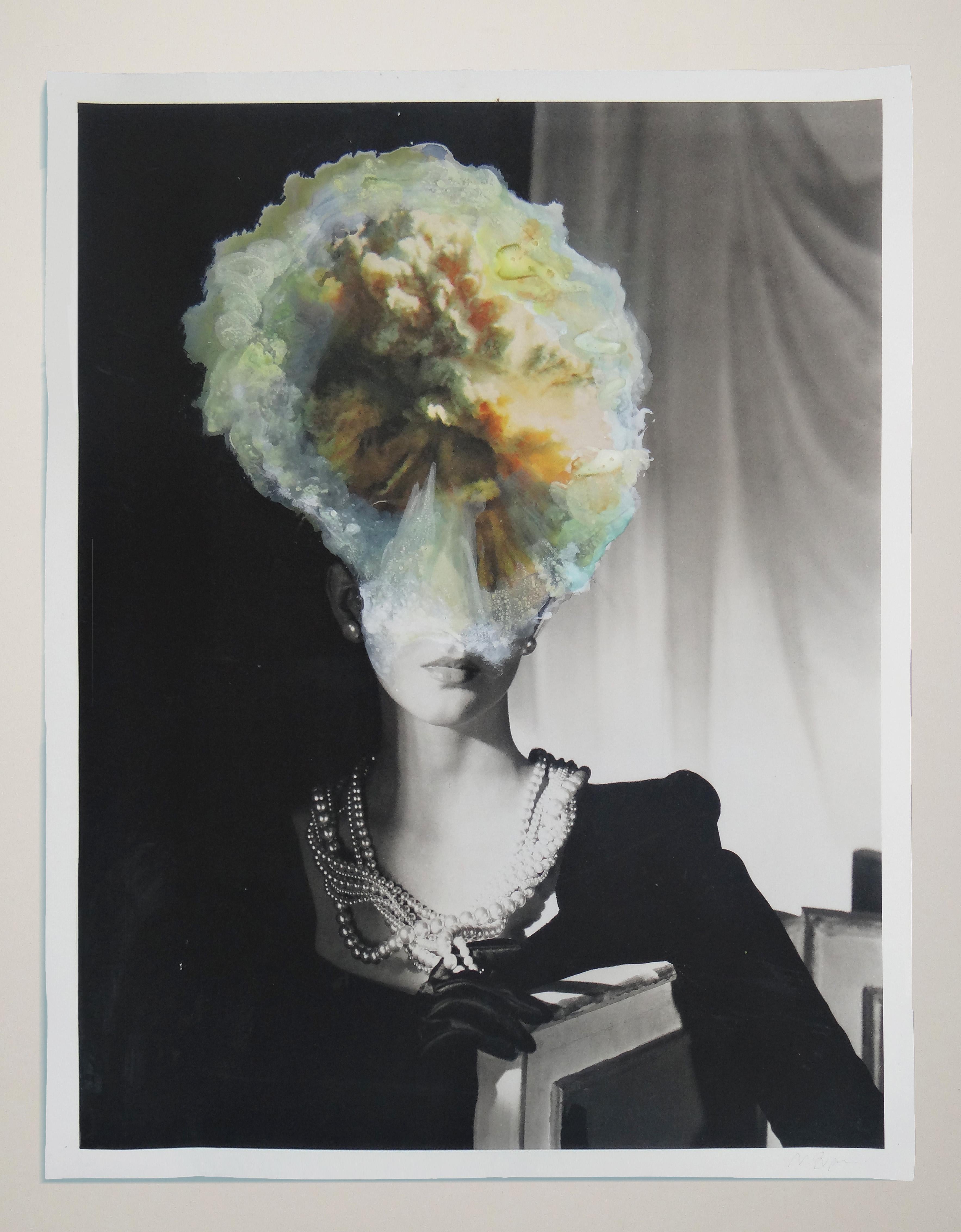 Natasha Zupan Color Photograph - Atoms and Pearls, #2237, Homage to Horst P. Horst collage color photograph