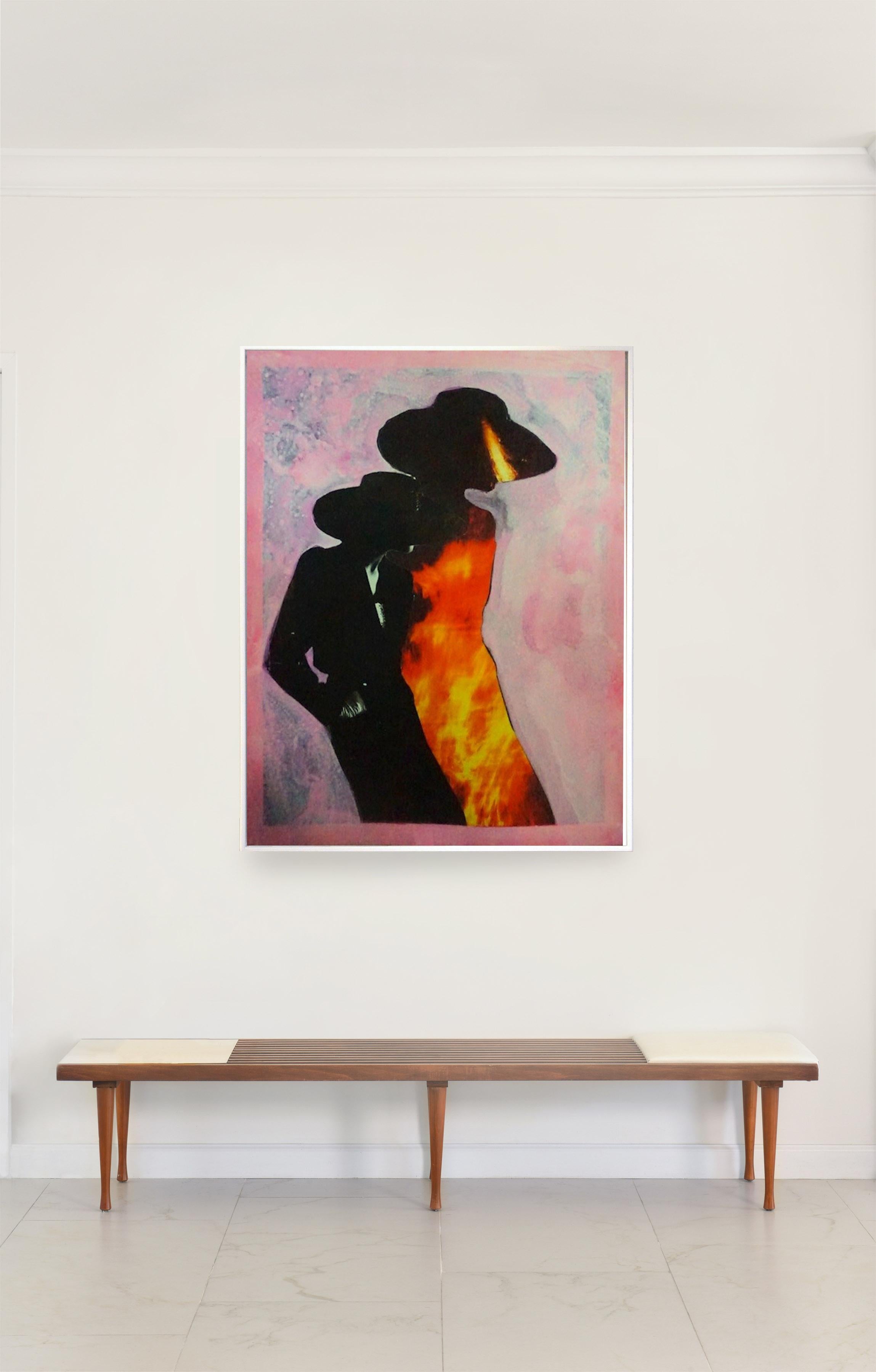 Burning Woman, #2250. Homage to Horst P. Horst collage color photograph - Photograph by Natasha Zupan