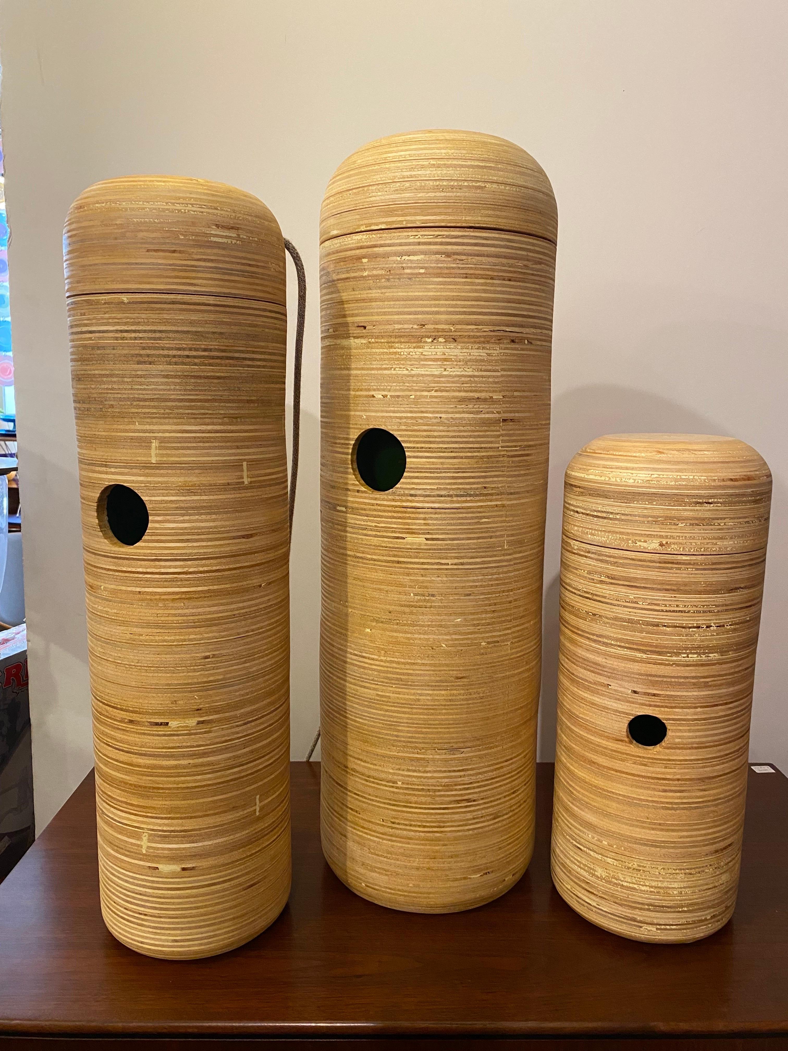 Nate Hill Totem Lamps: columnar lamps with round hole For Sale 1