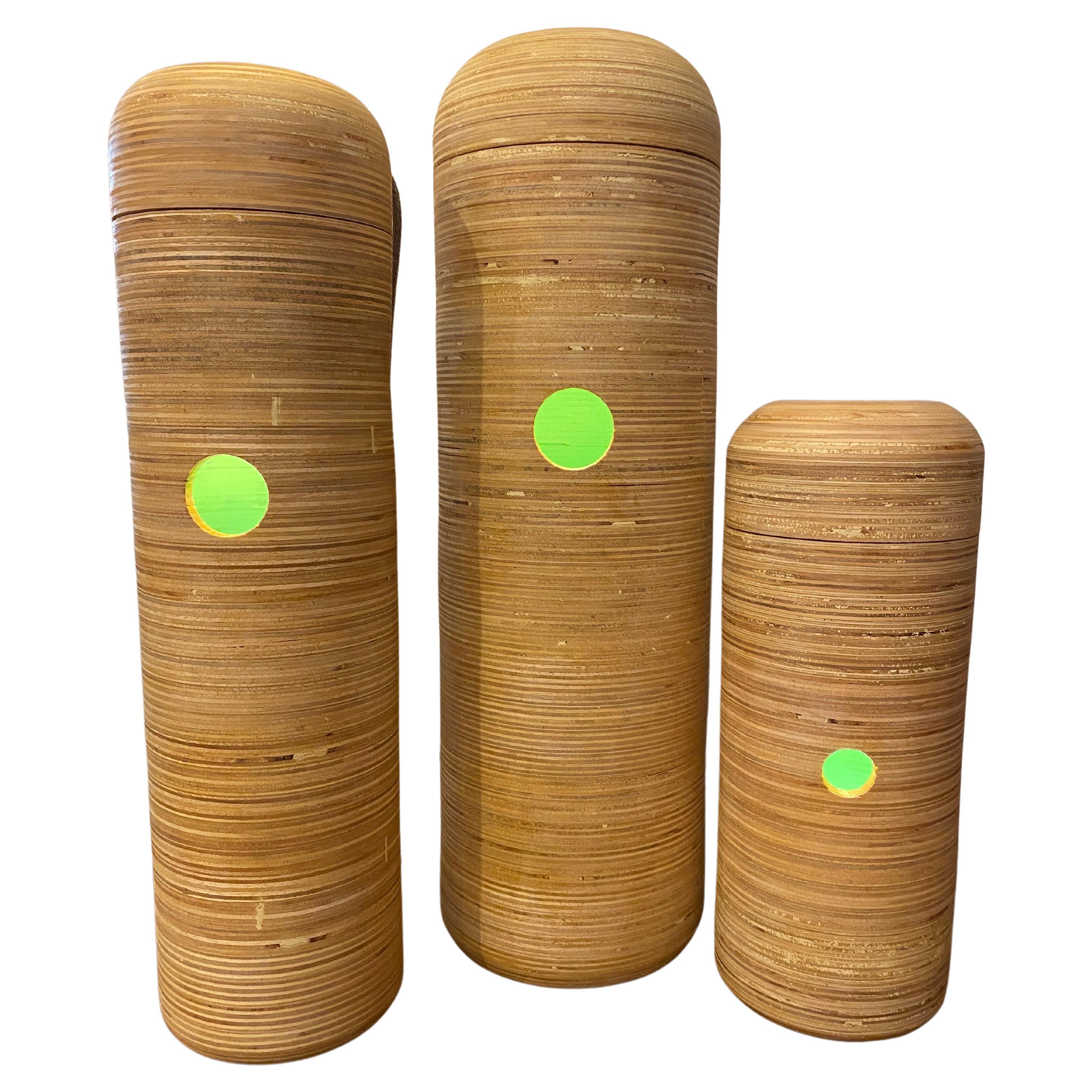 Nate Hill Totem Lamps: columnar lamps with round hole For Sale