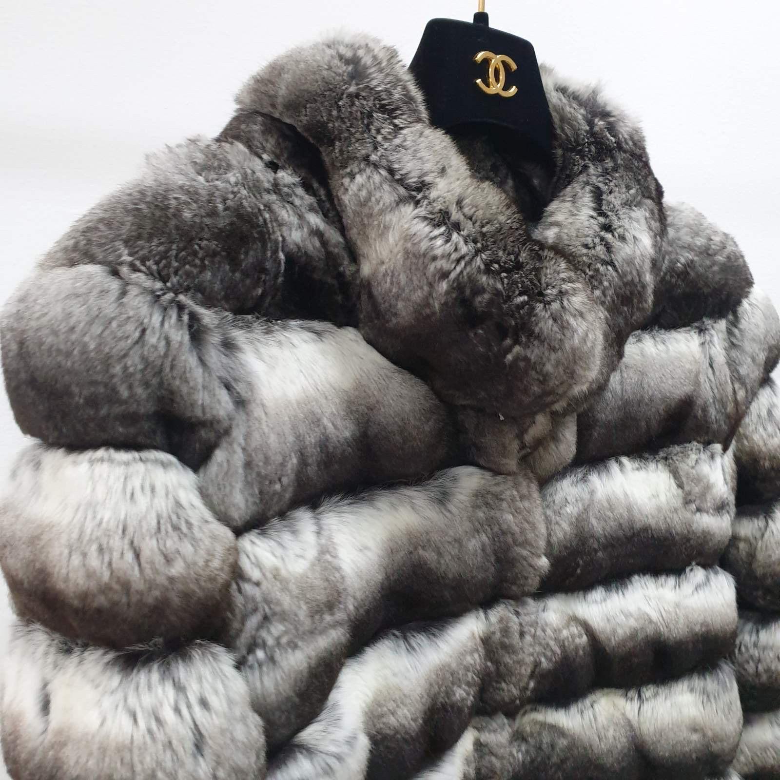 da uomo o donna Cappotto in pelliccia di cincillà Natesse - Taglia L. in vendita