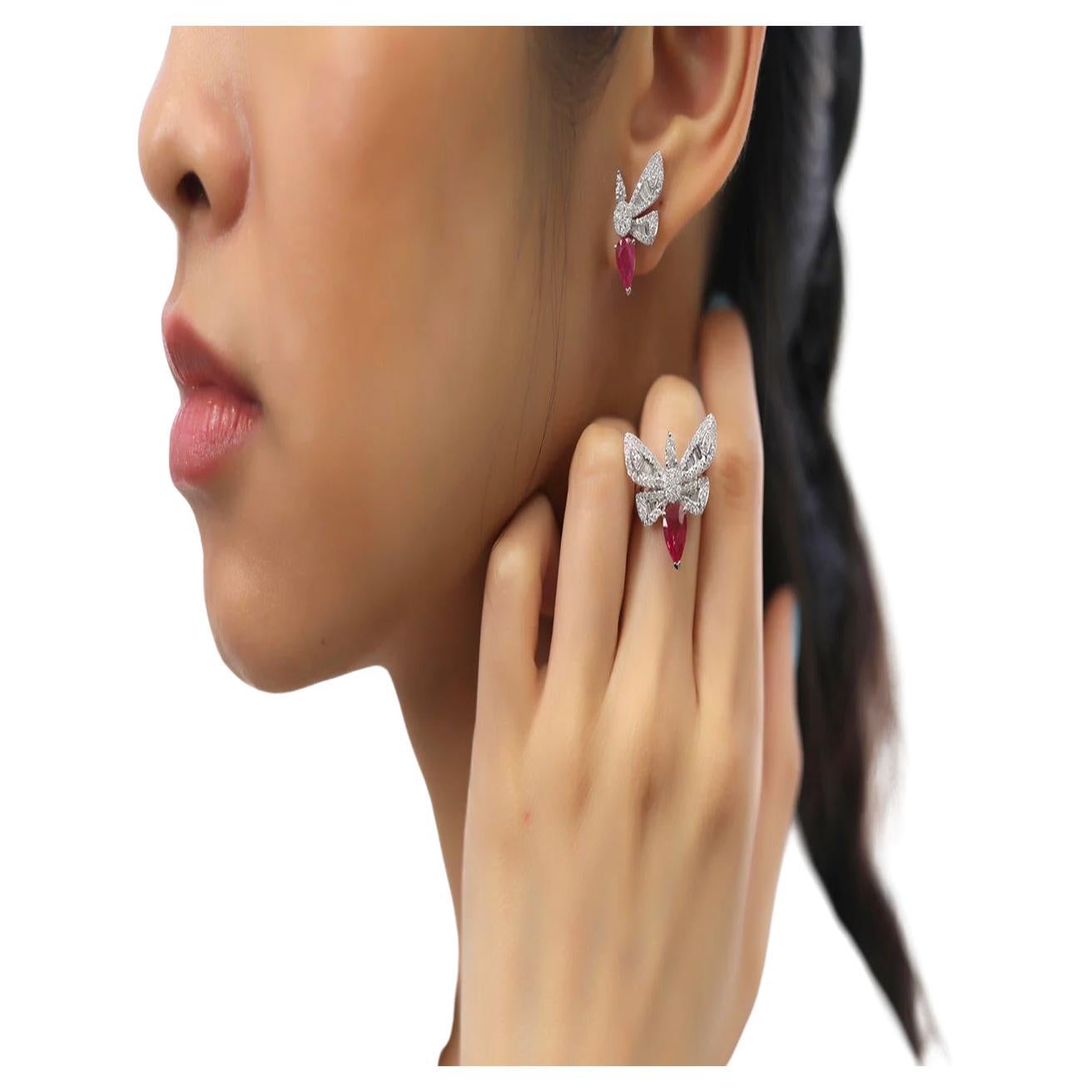 Boucles d'oreilles et bague en diamant de Nathalia en vente