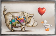 "Amours de basse-cour" Contemporary Mixed Media on Canvas Framed