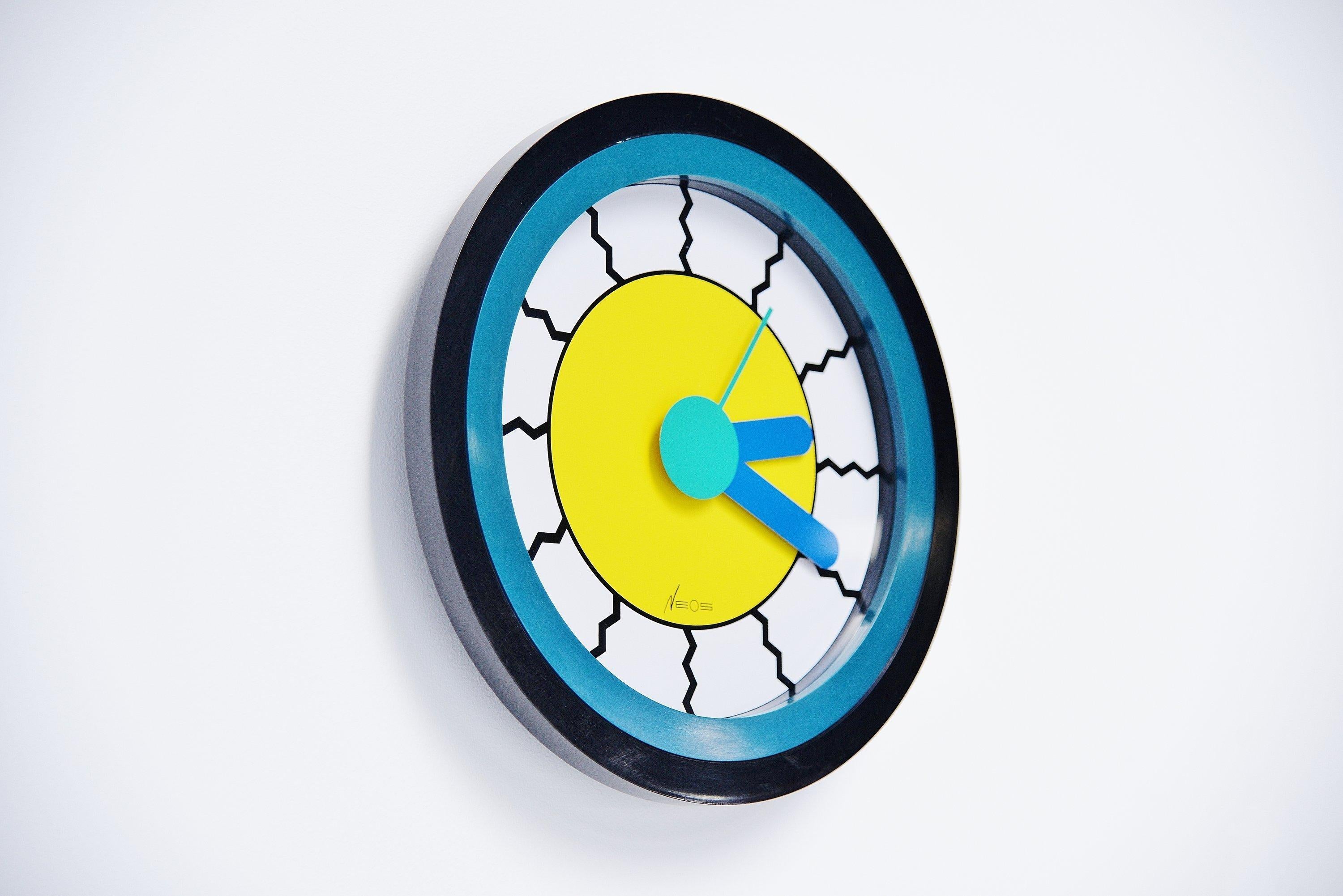 Post-Modern Nathalie du Pasquier George Sowden Neos Clock Italy 1988 Blue
