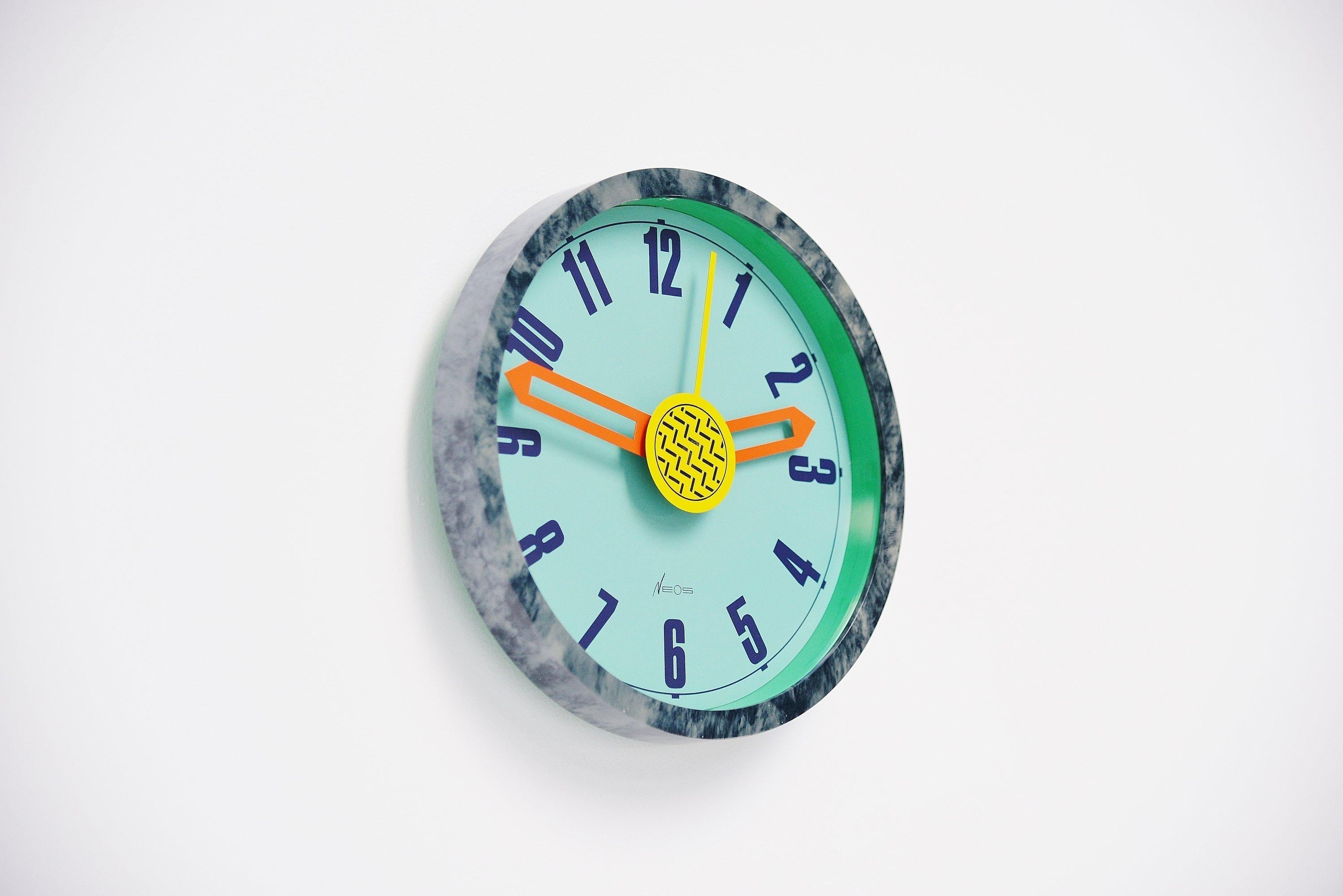 Italian Nathalie du Pasquier George Sowden Neos Clock Italy 1988 Grey