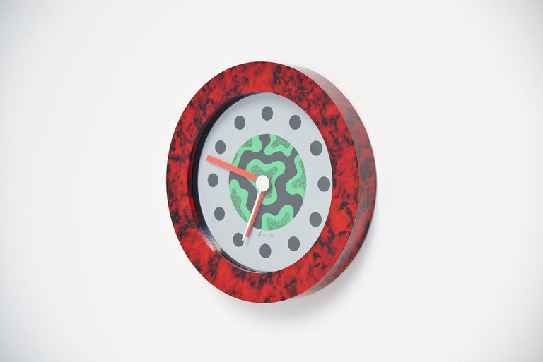 Nathalie du Pasquier George Sowden Neos Clock Italy 1988 Red at 1stDibs