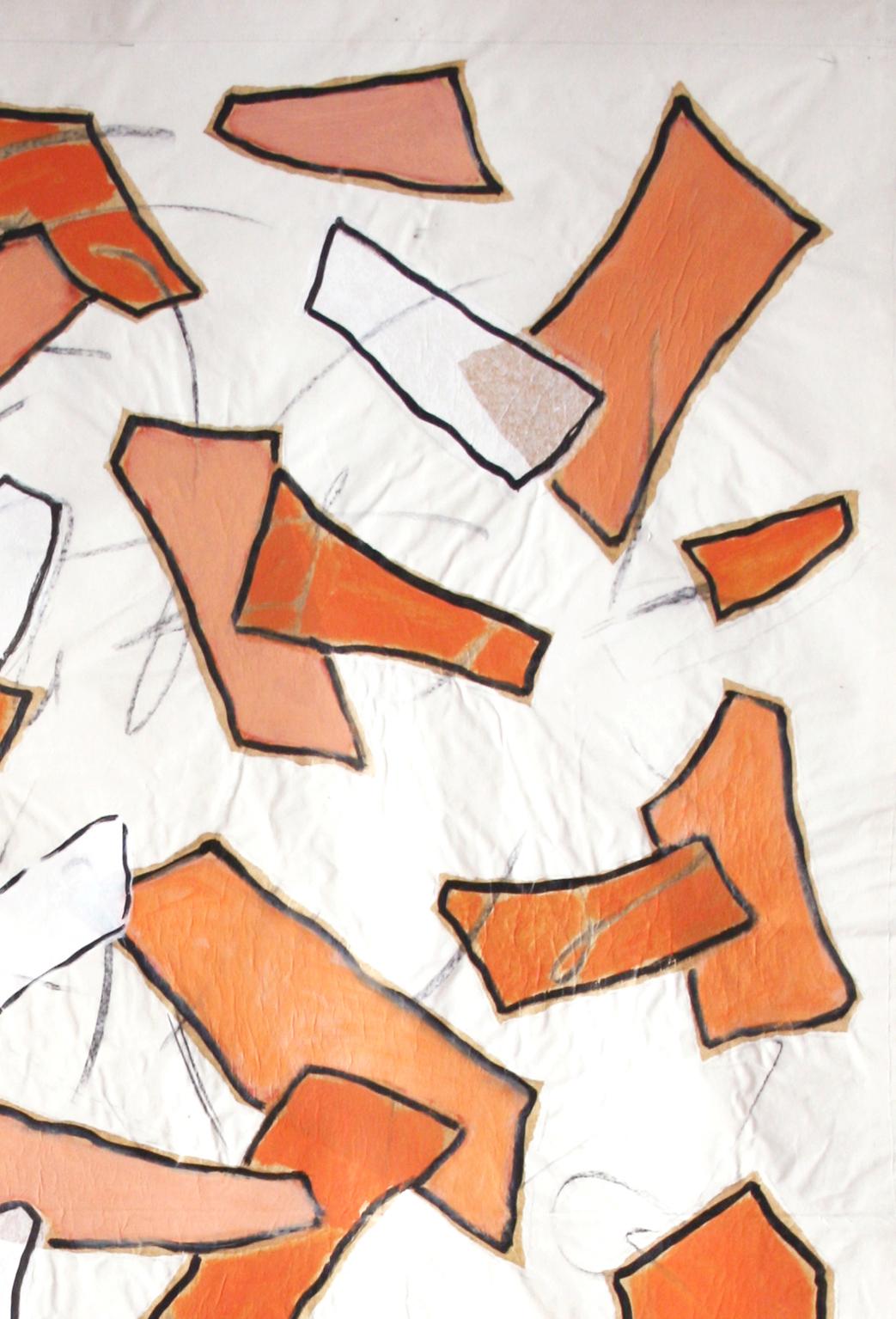 Other Nathalie Fontenoy French Artist, Paper Collage, Fragment # 4, Orange Suite