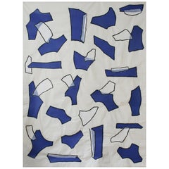 Nathalie Fontenoy French Artist, Paper Collage on Canvas, Fragment#12 Suite Bleu