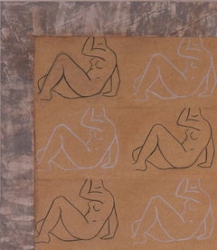 French Artist "Bonjour Maillol 1",  Ink on Paper and Acrylic Paint
