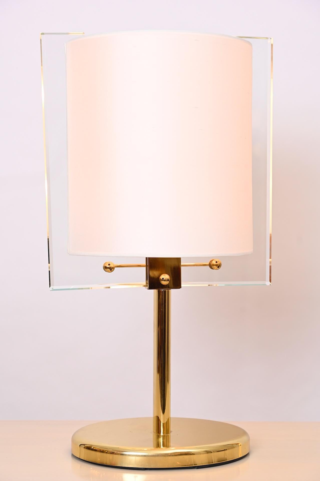 Late 20th century Fontana Arte table lamp, circa 1990 by Nathalie Grennon

Silk fabric shade has been remade.