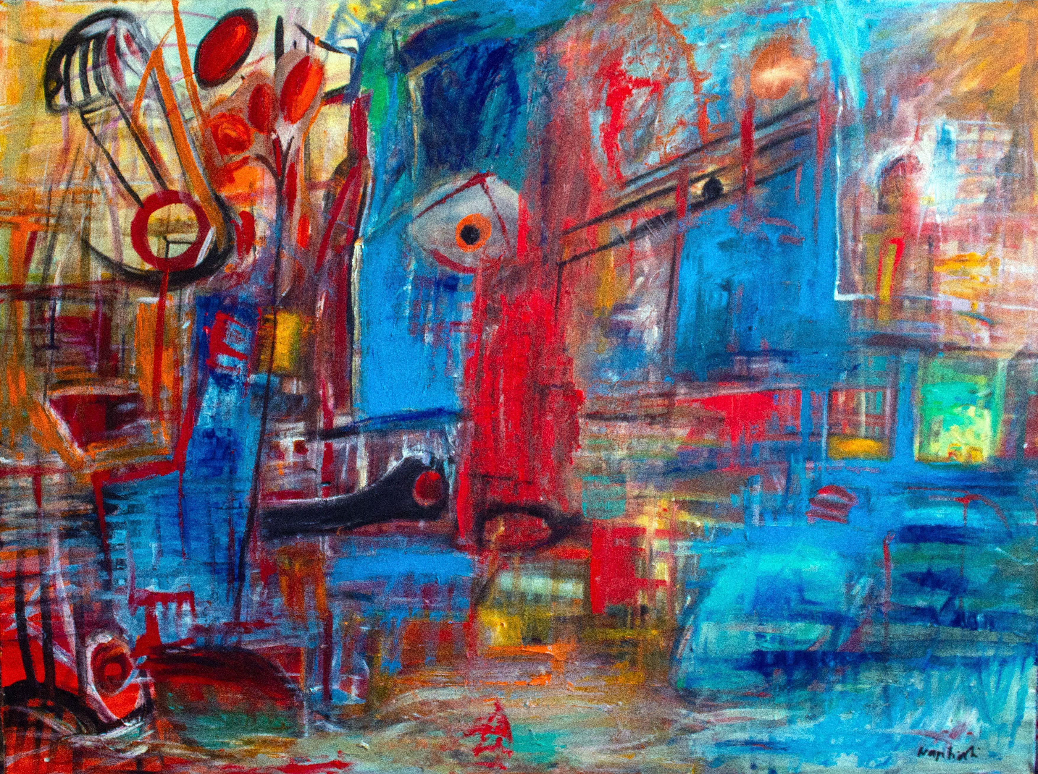 Sguardo astratto, Pittura, Acrilico su tela - Painting di Nathalie Gribinski