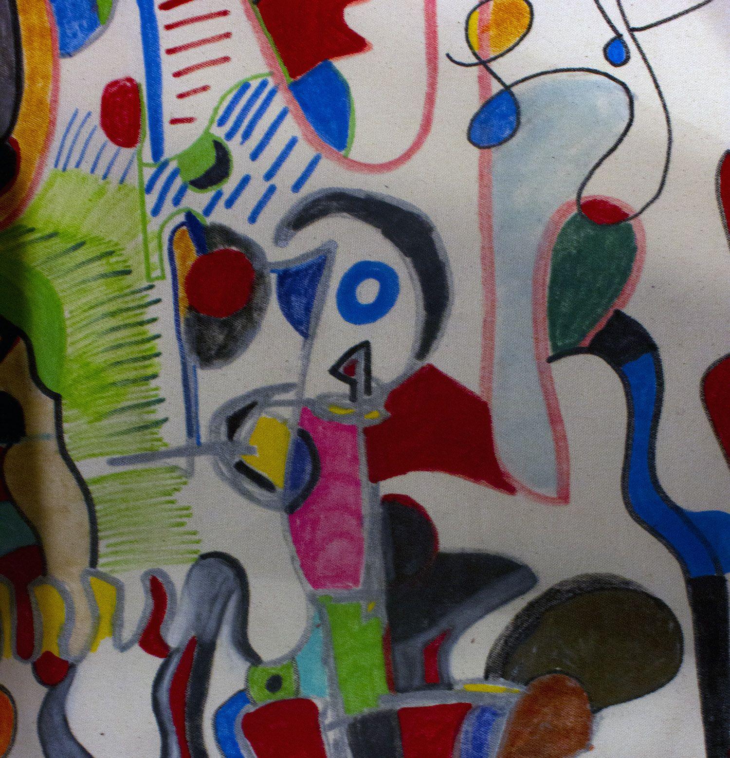 Ali Baba's Cavern, Painting, Acrylic on Canvas - Gray Abstract Painting by Nathalie Gribinski