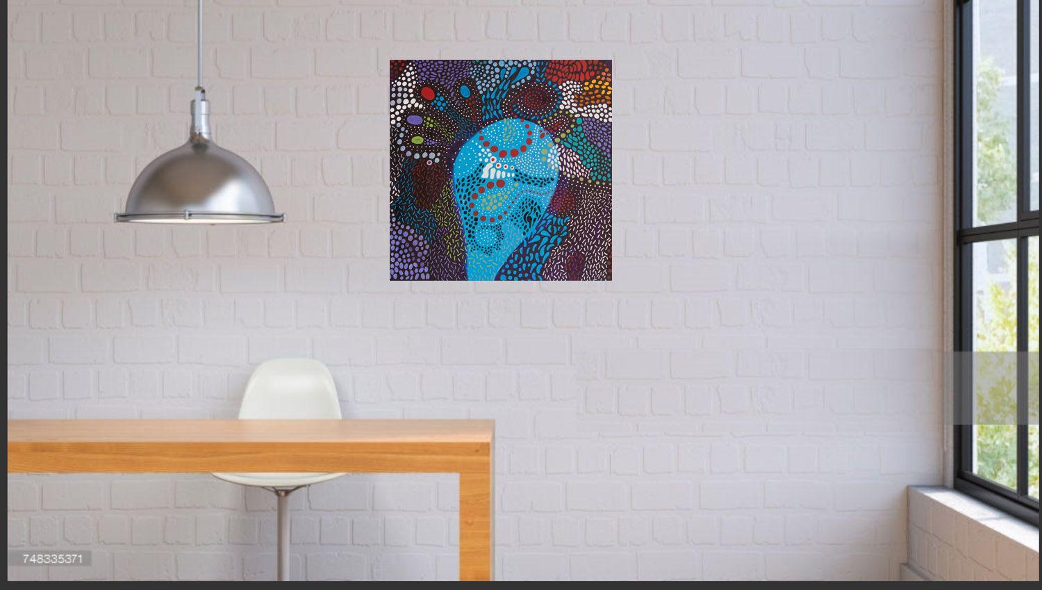 Painting created with acrylics and oil markers on canvas. :: Painting :: Abstract :: This piece comes with an official certificate of authenticity signed by the artist :: Ready to Hang: Yes :: Signed: Yes :: Signature Location: back :: Wood Panel ::