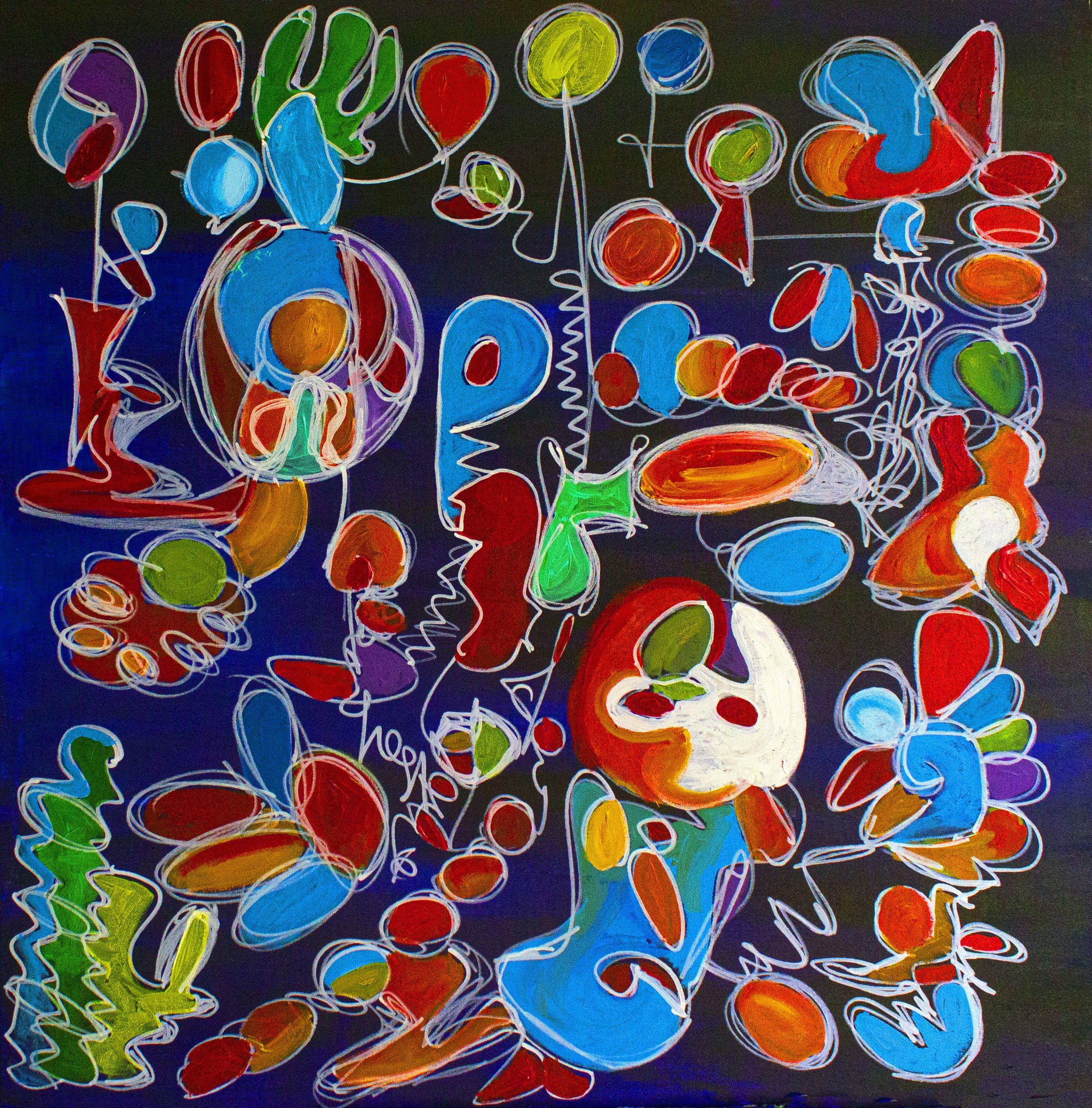 Nathalie Gribinski Abstract Painting - Baby Boom, Painting, Oil on Canvas