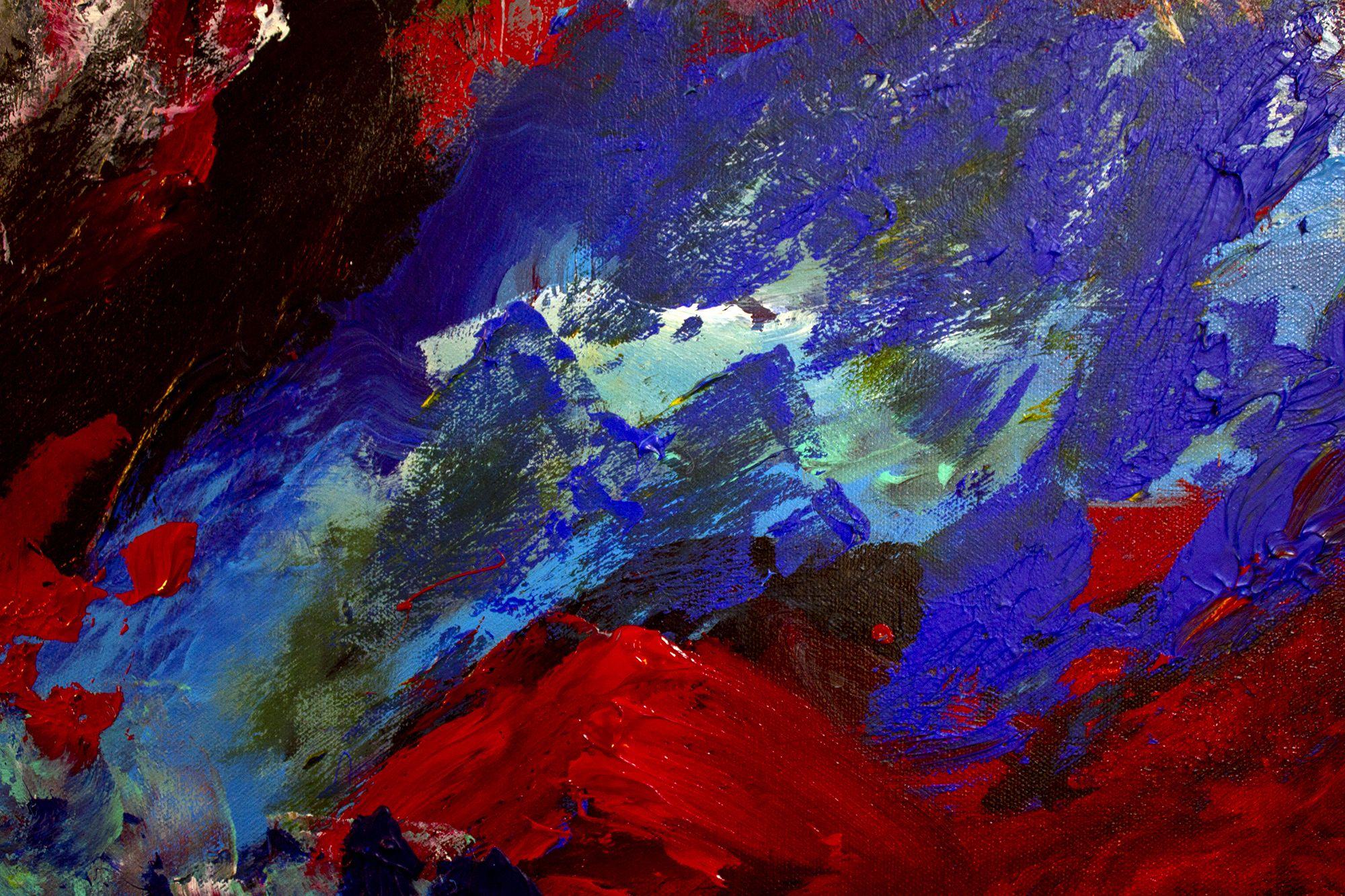 Falò nell'azzurro, Pittura, Acrilico su tela - Painting Astratto di Nathalie Gribinski