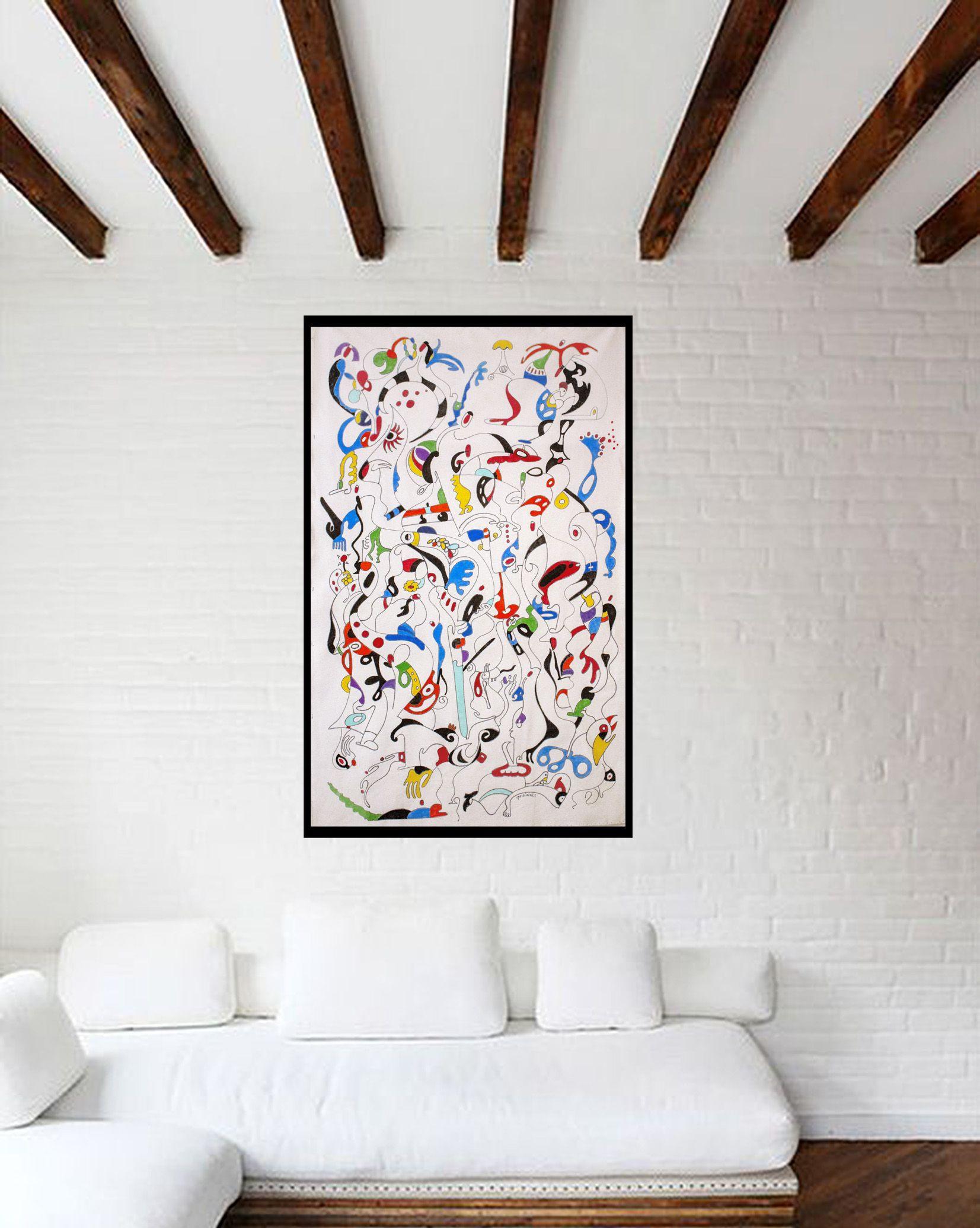 Danza en torno a las líneas, Pintura, Óleo sobre lienzo en venta 2