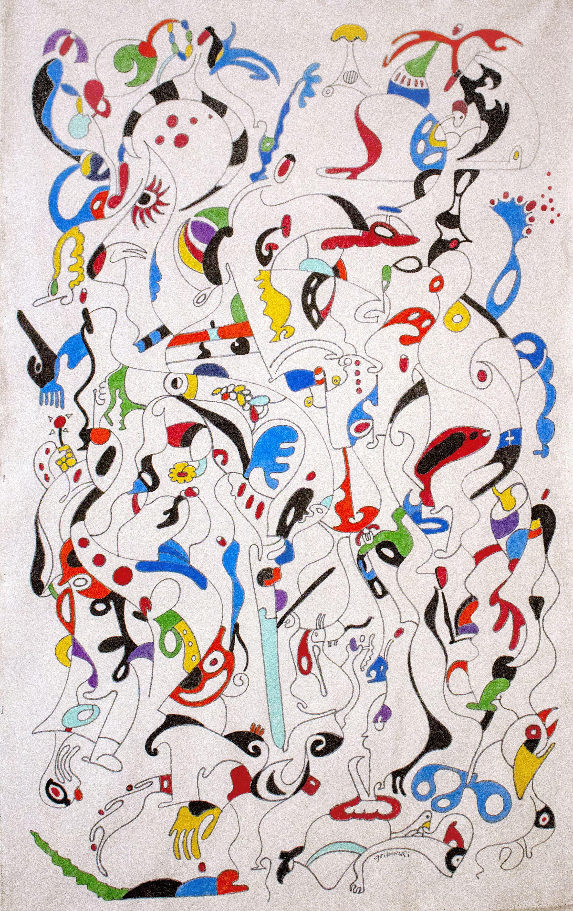 Danza en torno a las líneas, Pintura, Óleo sobre lienzo - Painting de Nathalie Gribinski