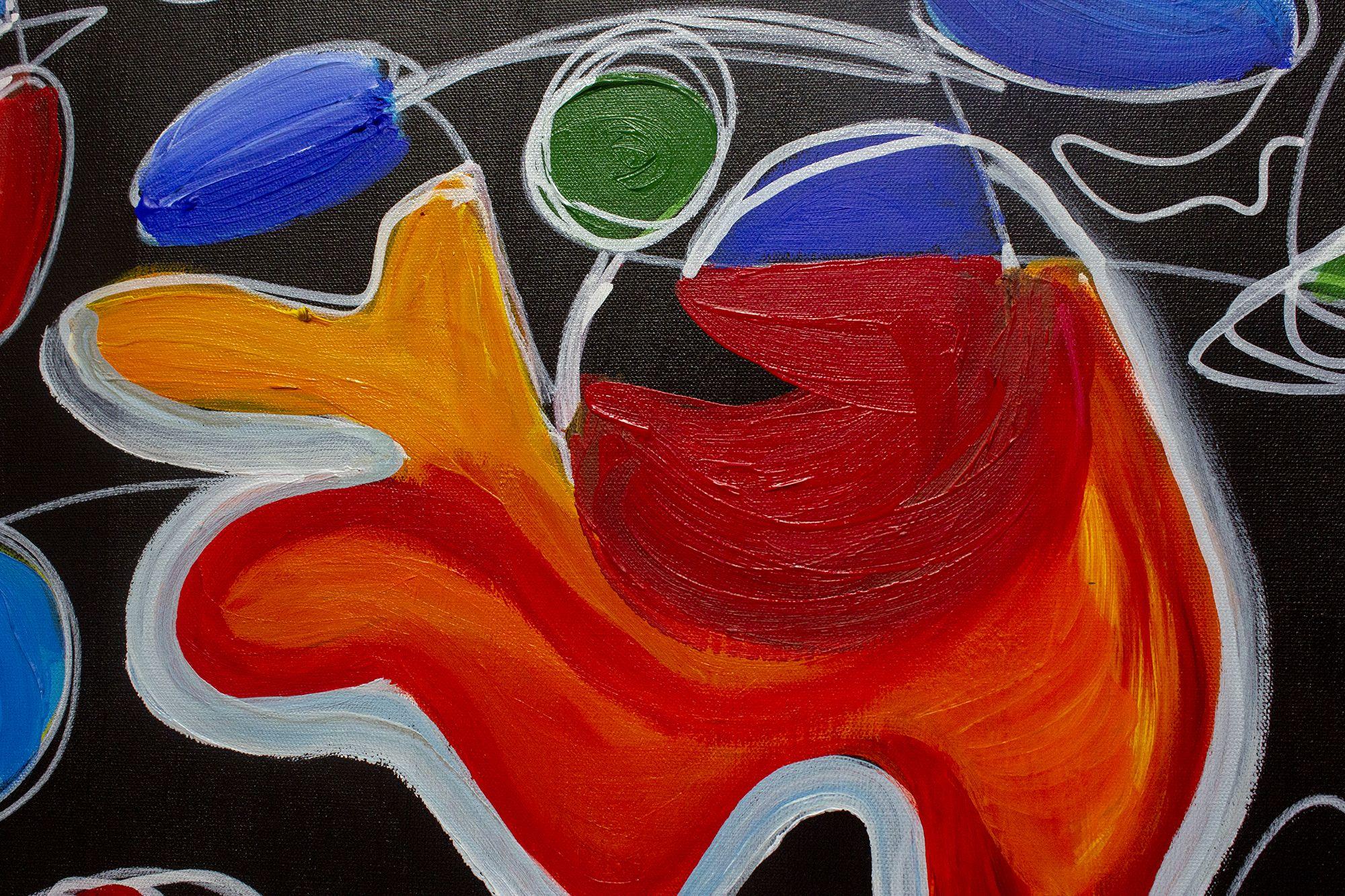 Mariposas bailarinas, Pintura, Acrílico sobre lienzo - Abstract Painting Púrpura de Nathalie Gribinski