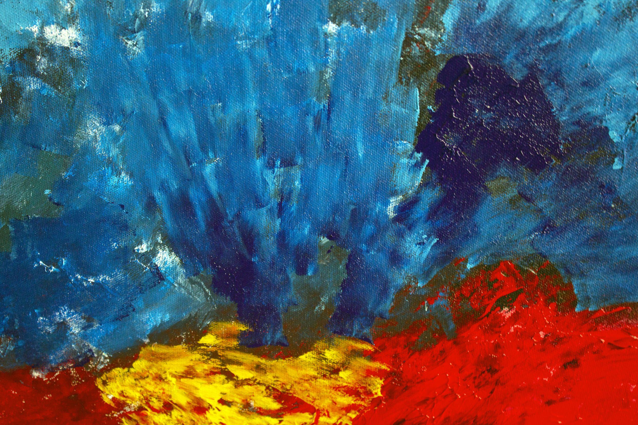Este cuadro abstracto sobre lienzo es como un jardín de alegría, un jardín de pasión. Está listo para colgar :: Pintura :: Impresionista :: Esta obra viene con un certificado oficial de autenticidad firmado por el artista :: Lista para colgar Sí ::