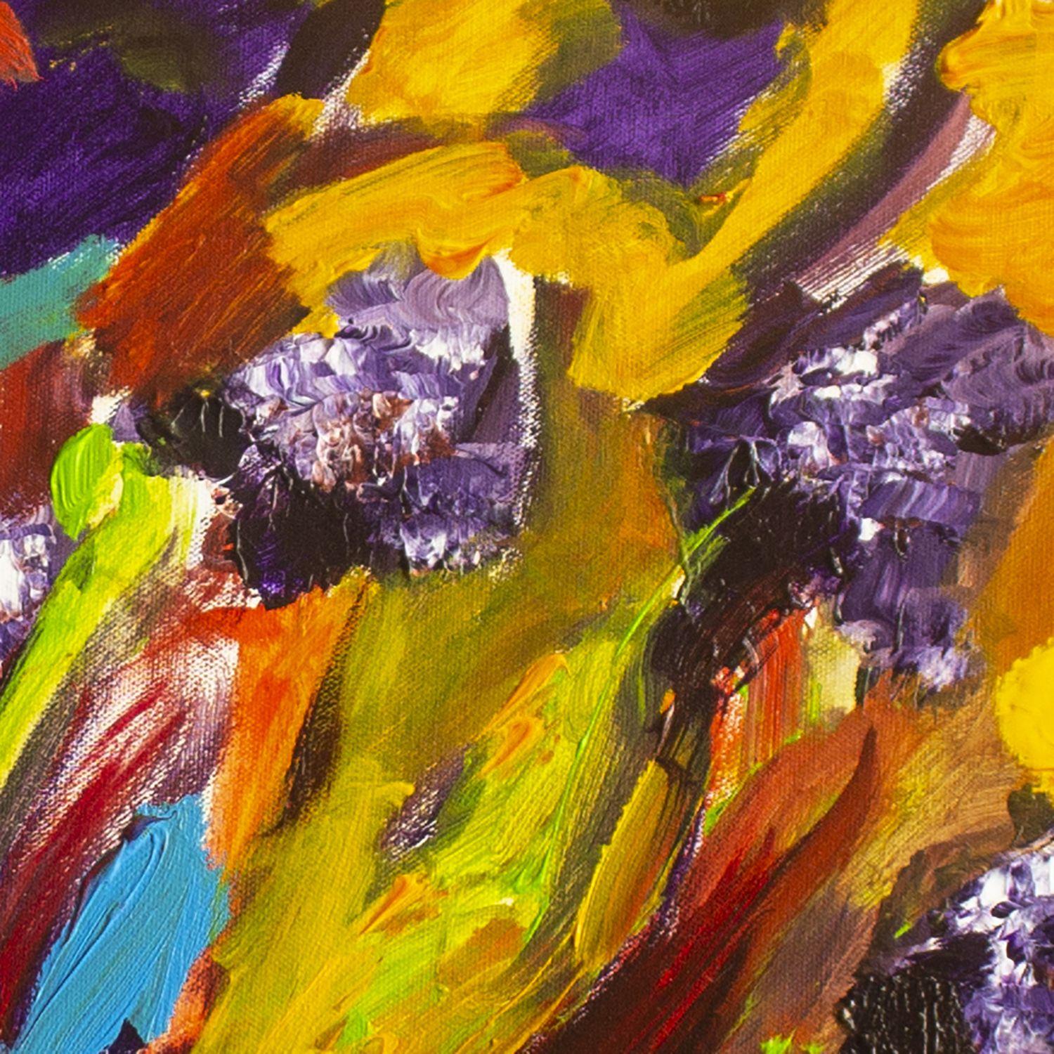 Pansies, Painting, Acrylic on Canvas - Brown Abstract Painting by Nathalie Gribinski