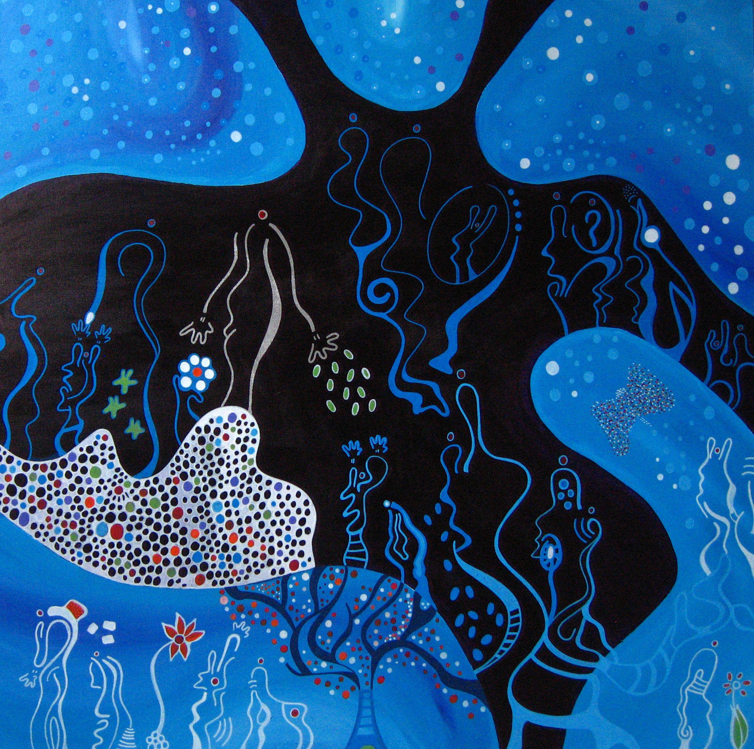 Abstract Painting de Nathalie Gribinski - La celebración, Pintura, Acrílico sobre lienzo