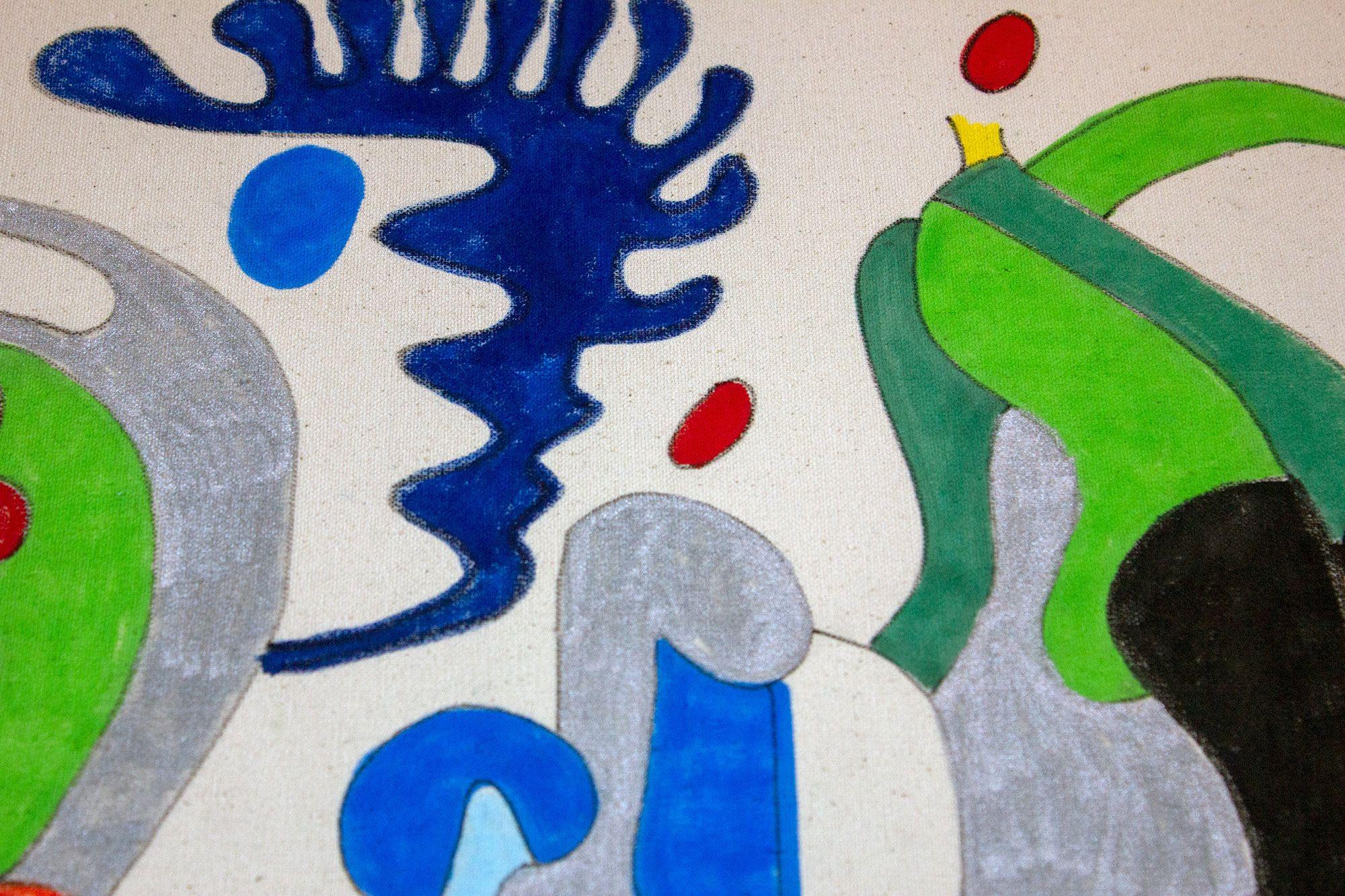 La mente musicale, Pittura, Olio su tela - Abstract Painting Grigio di Nathalie Gribinski