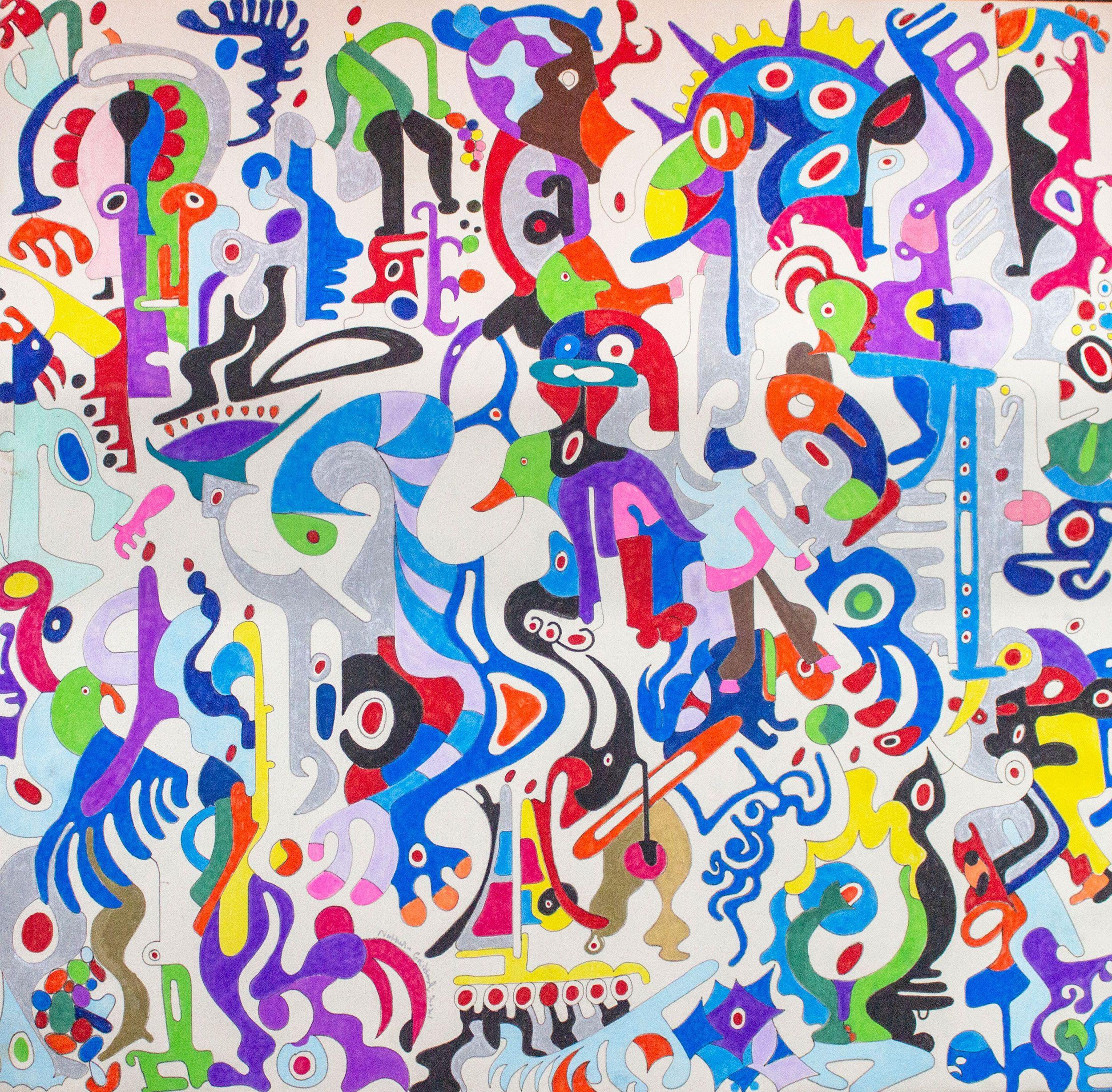 Abstract Painting di Nathalie Gribinski - La mente musicale, Pittura, Olio su tela