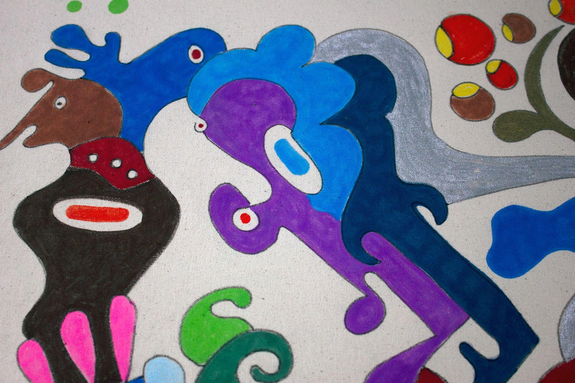 I tre moschettieri, Pittura, Olio su tela - Painting Astratto di Nathalie Gribinski