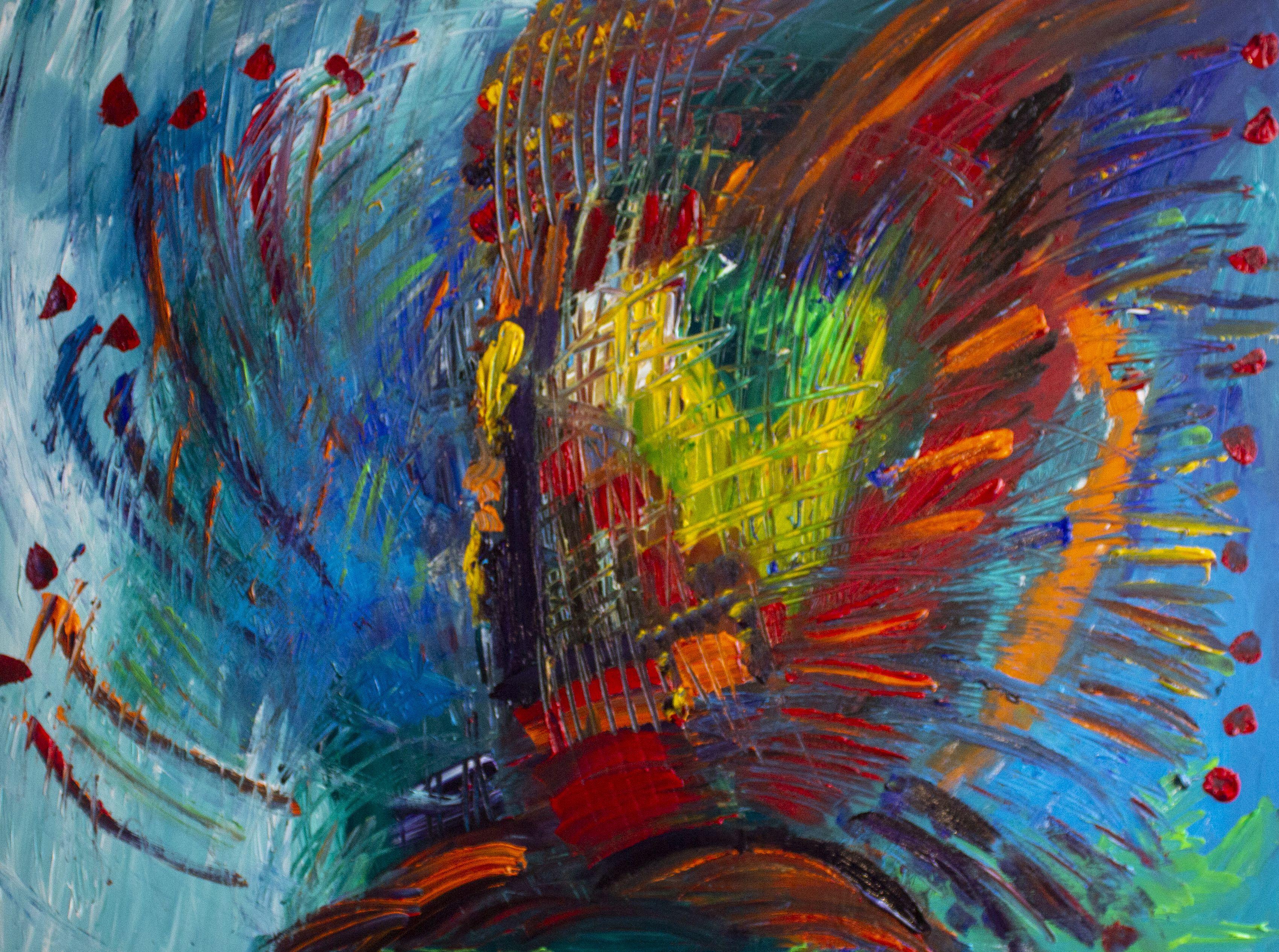 Tornado de Lava, Pintura, Acrílico sobre lienzo - Painting de Nathalie Gribinski